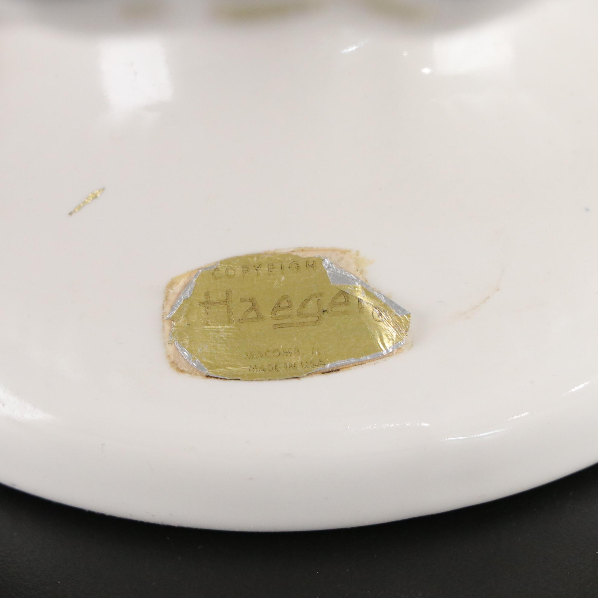 Haeger Porcelain Pedestal Planter with Limoges Basket Handled Creamer and Sugar