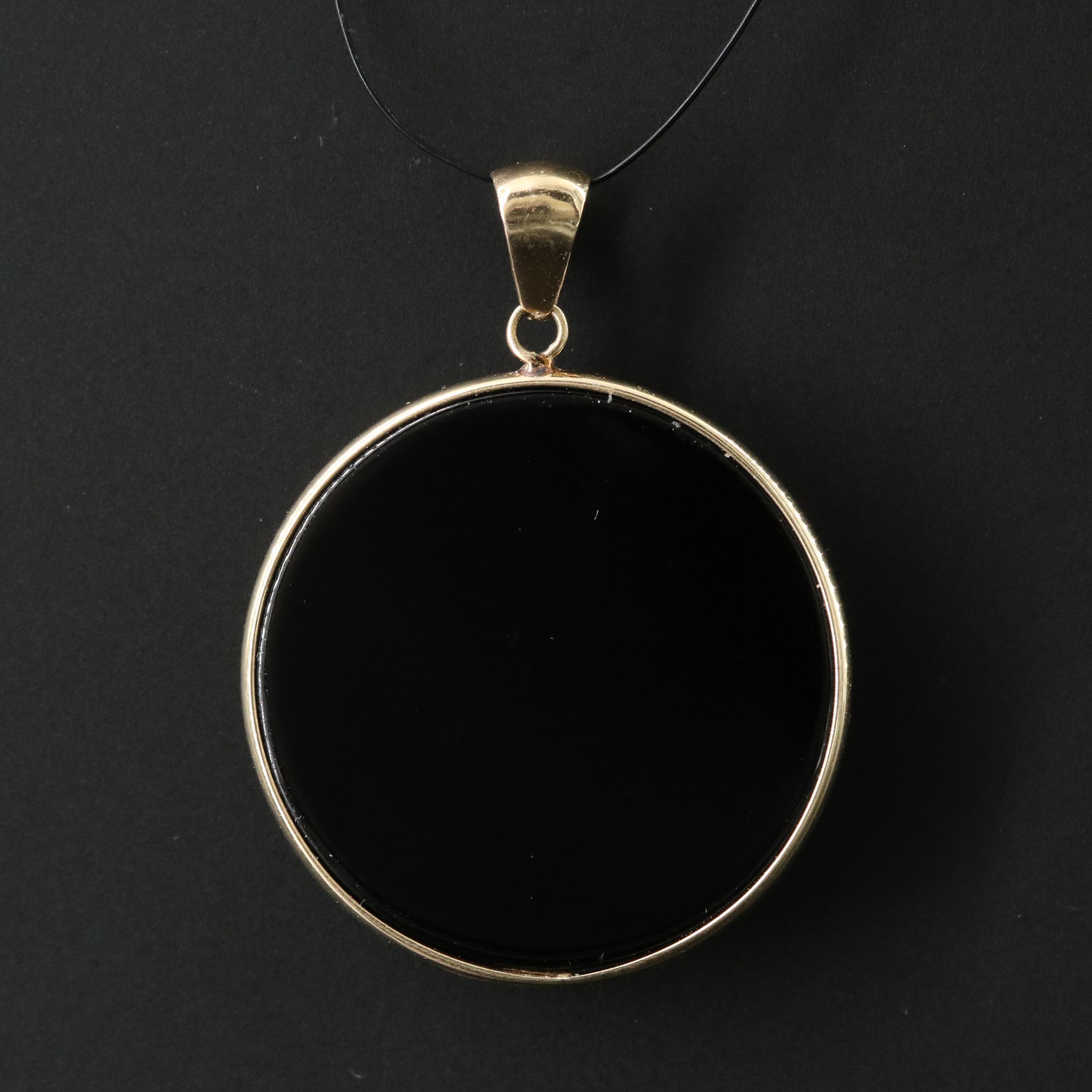 14K Black Onyx Fleur-de-Lis Pendant