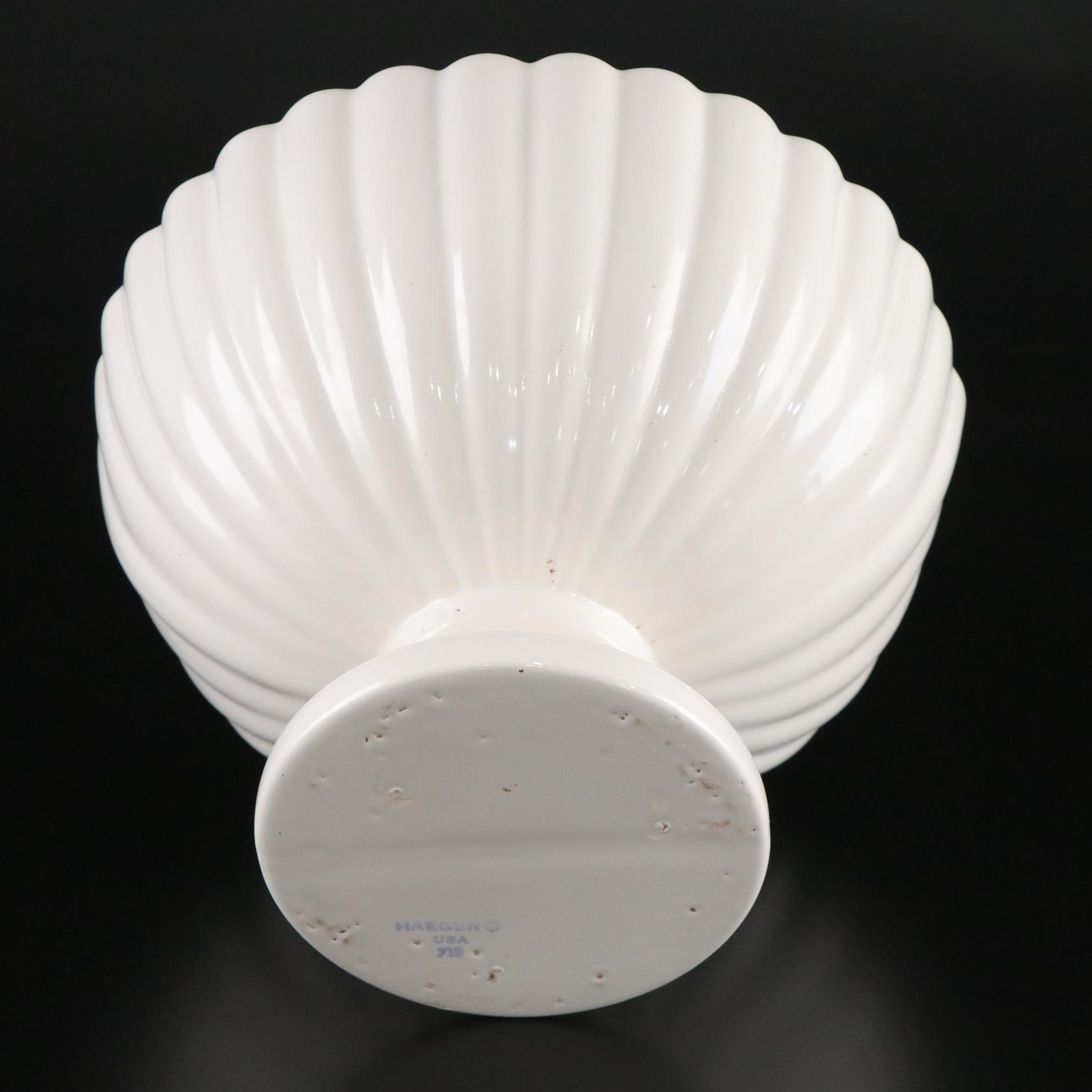 Haeger Porcelain Pedestal Planter with Limoges Basket Handled Creamer and Sugar