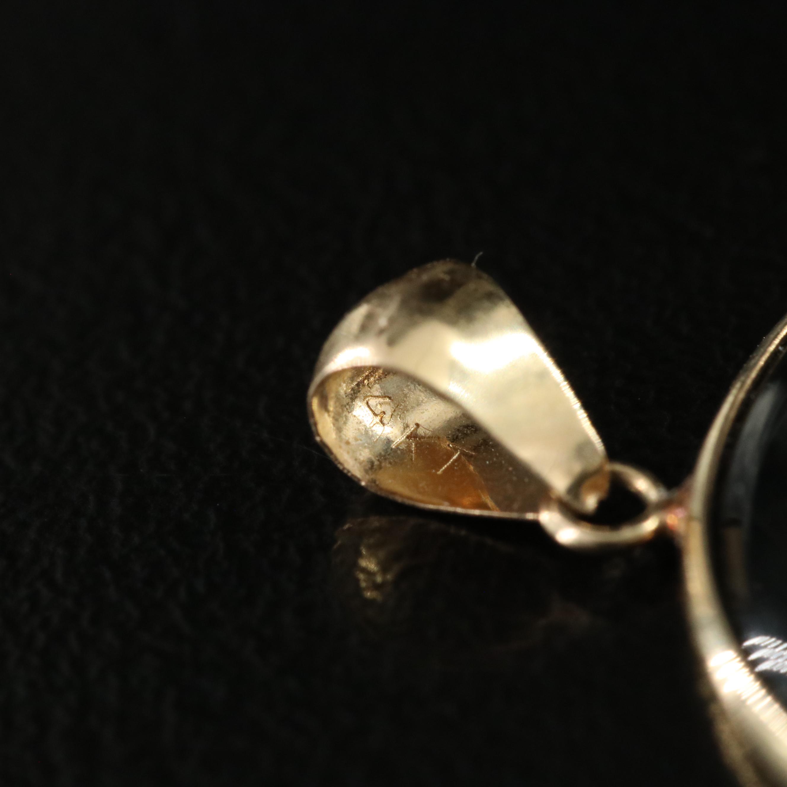 14K Black Onyx Fleur-de-Lis Pendant