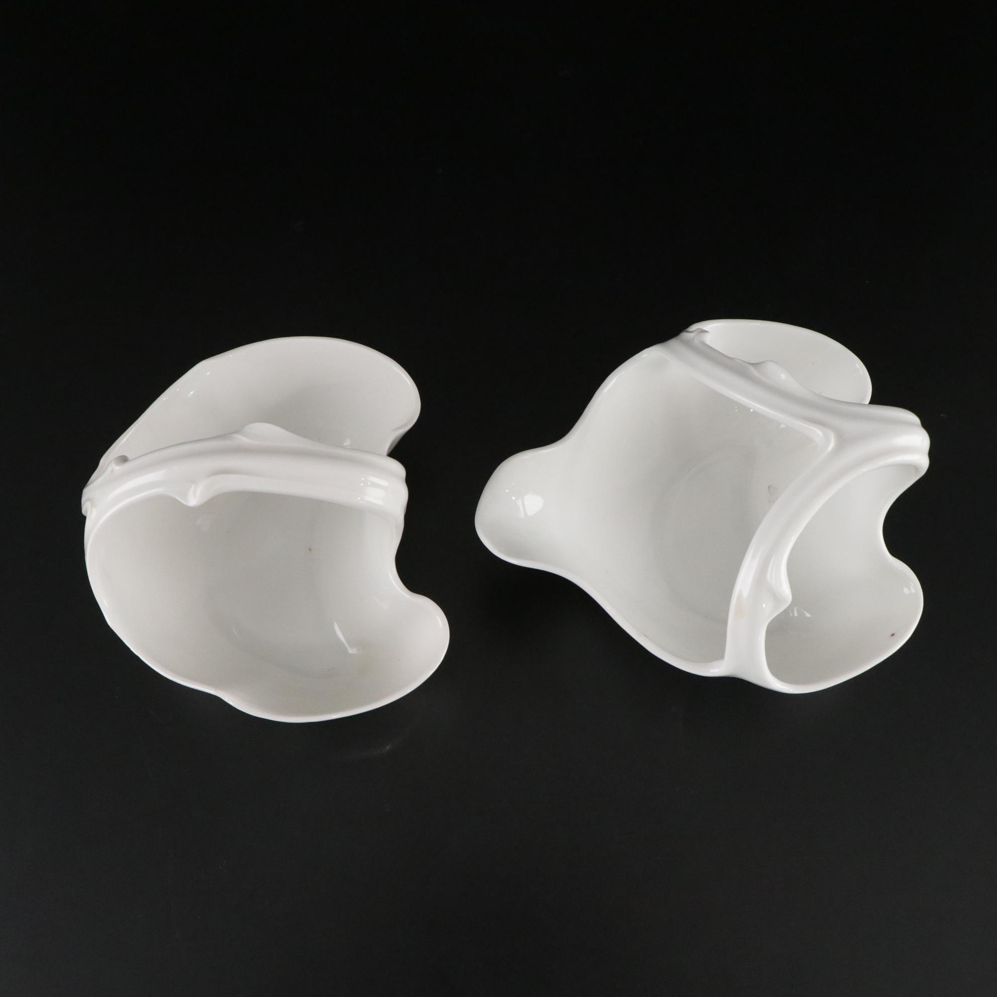 Haeger Porcelain Pedestal Planter with Limoges Basket Handled Creamer and Sugar