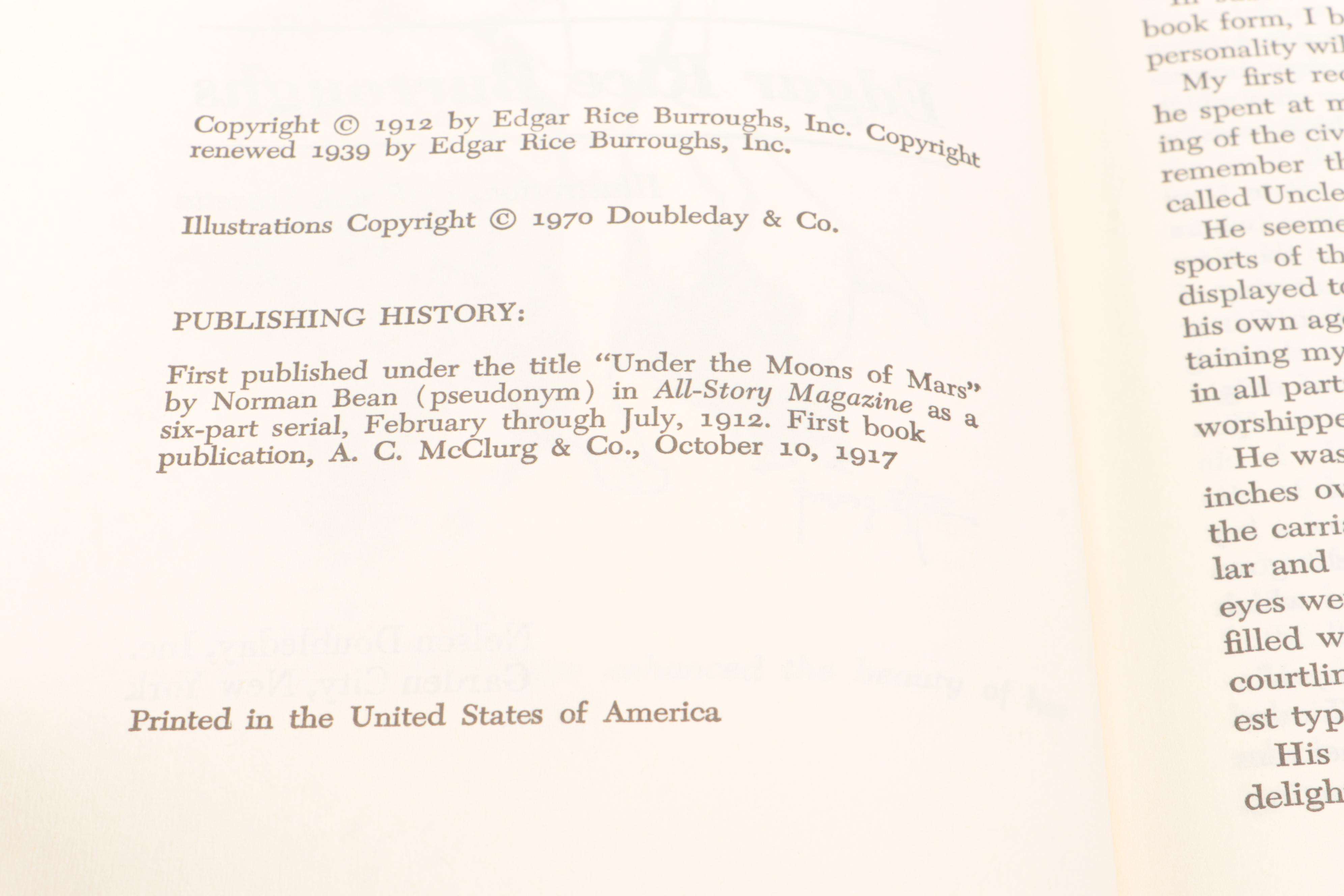 Book Club Edition "A Princess of Mars" and More Books by Edgar Rice Burroughs
