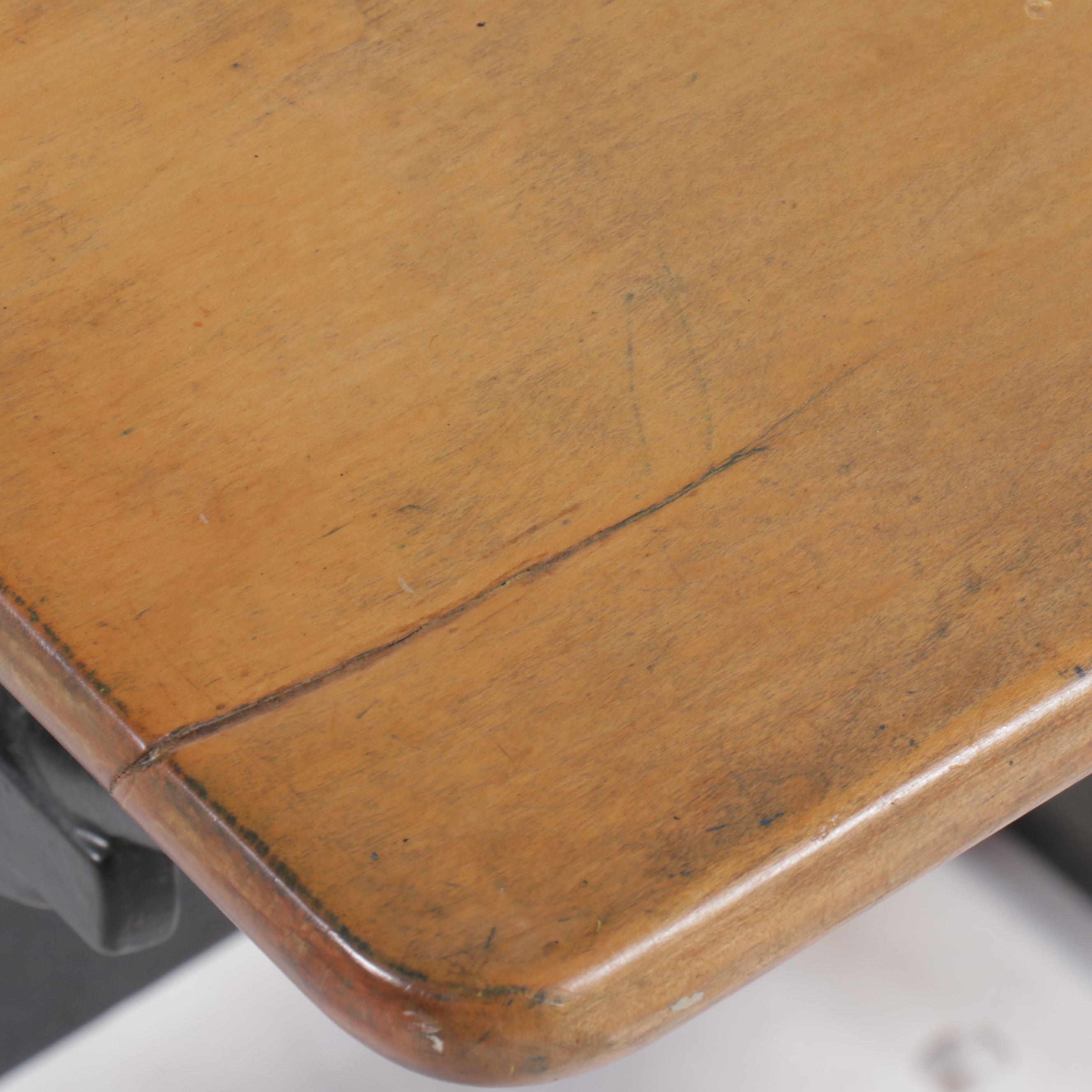New Peabody Cast Iron and Wood School Desk, 20th Century