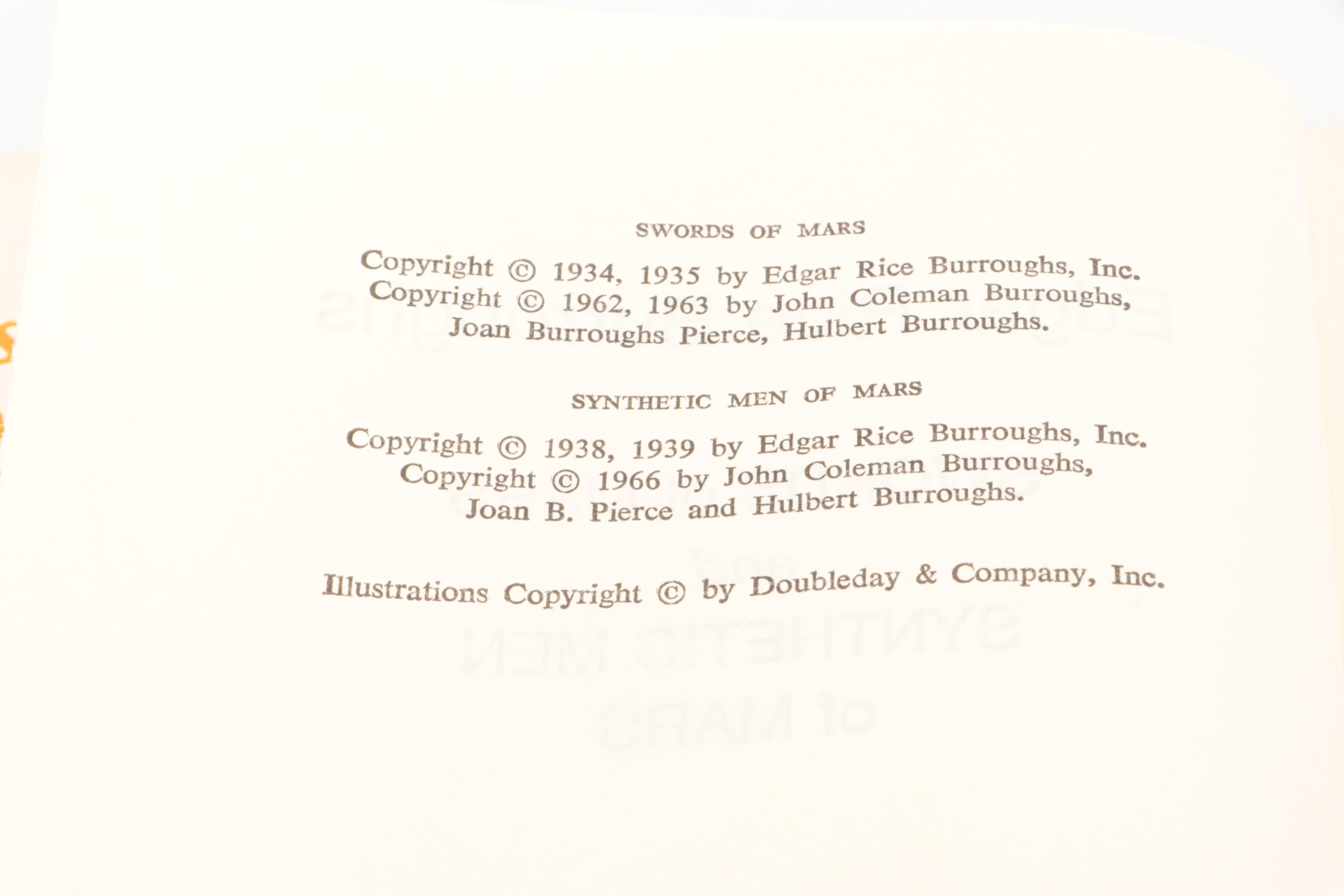 Book Club Edition "A Princess of Mars" and More Books by Edgar Rice Burroughs