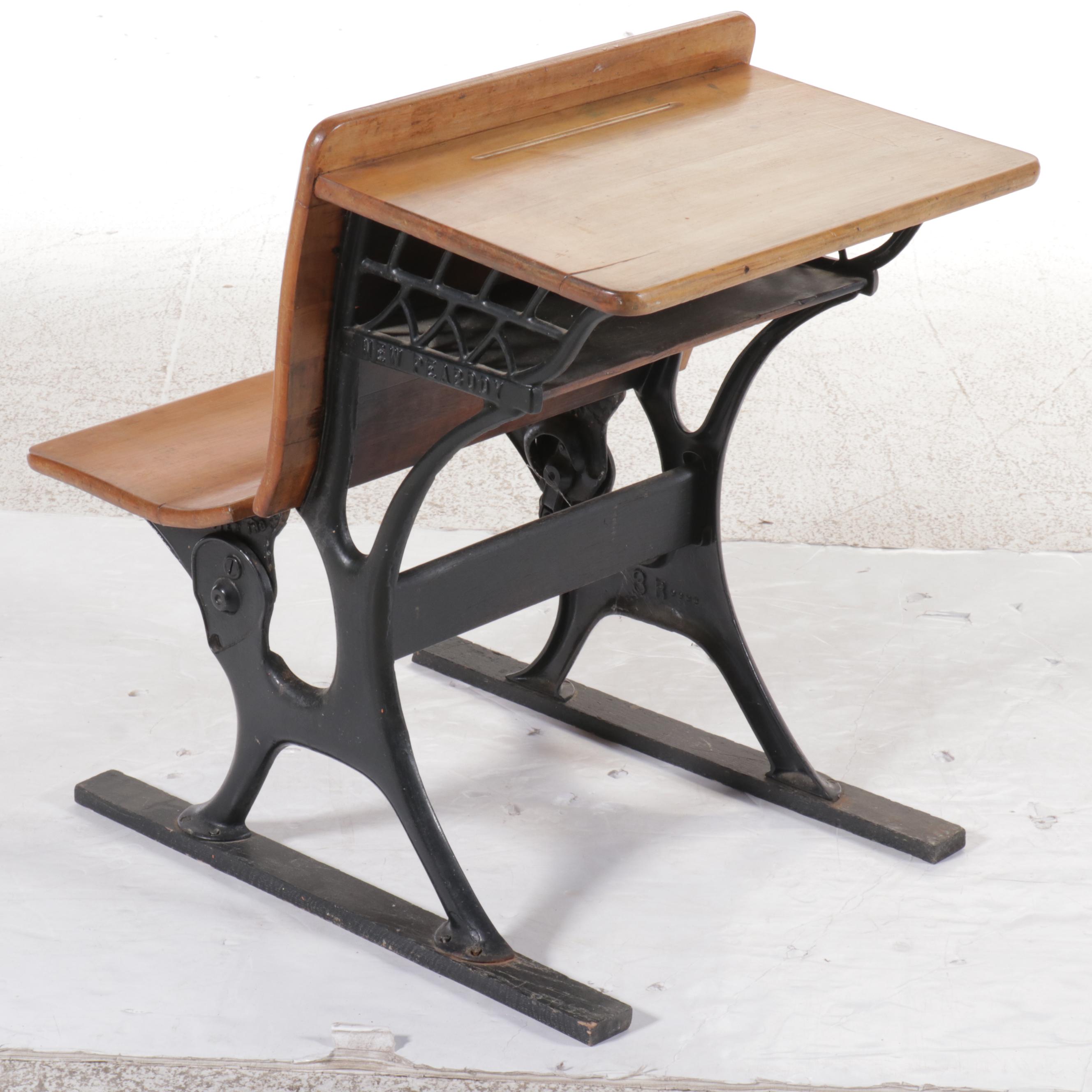 New Peabody Cast Iron and Wood School Desk, 20th Century
