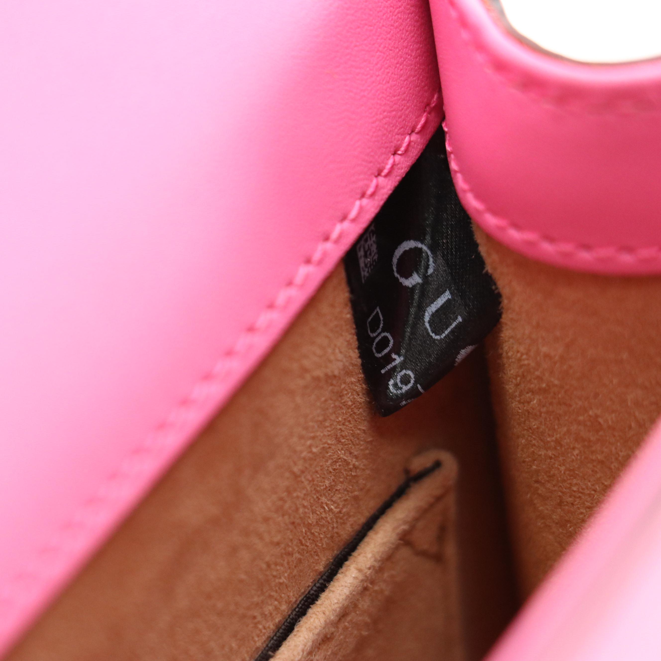 Gucci Small Sylvie Two-Way Shoulder Bag in Web Striped Pink Calfskin Leather