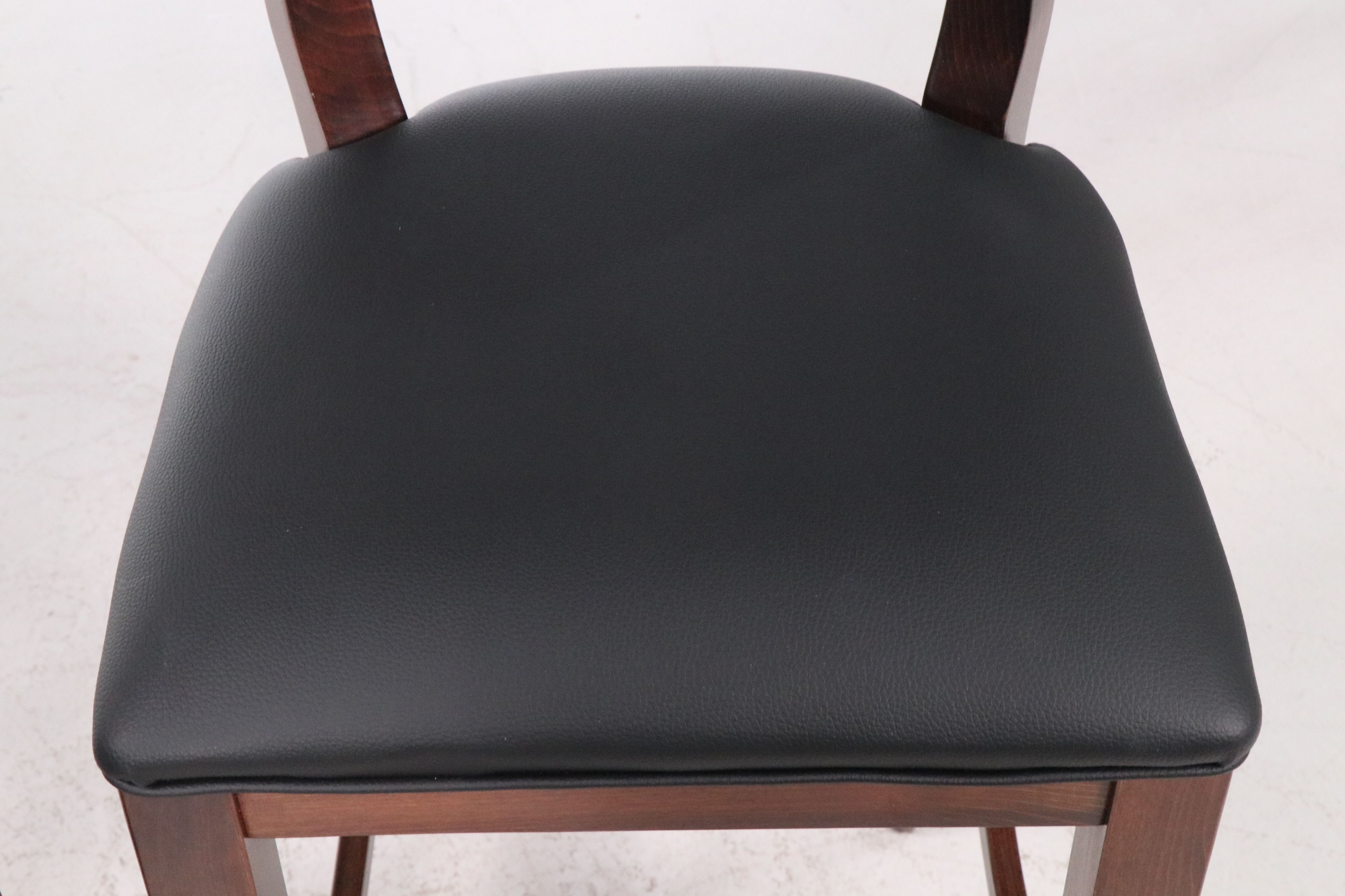 Pair of Contemporary Faux Leather and Walnut Barstools