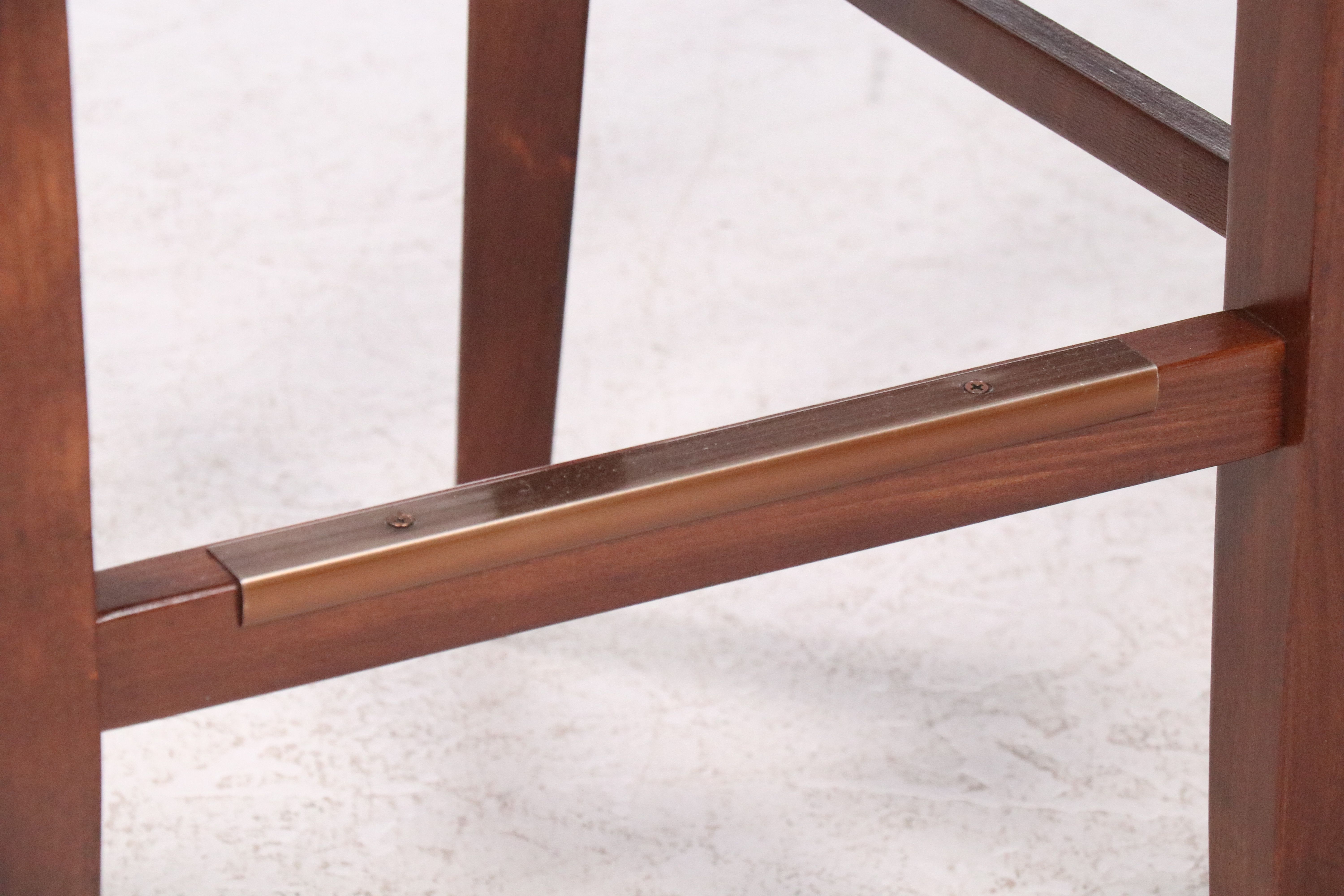 Pair of Contemporary Faux Leather and Walnut Barstools