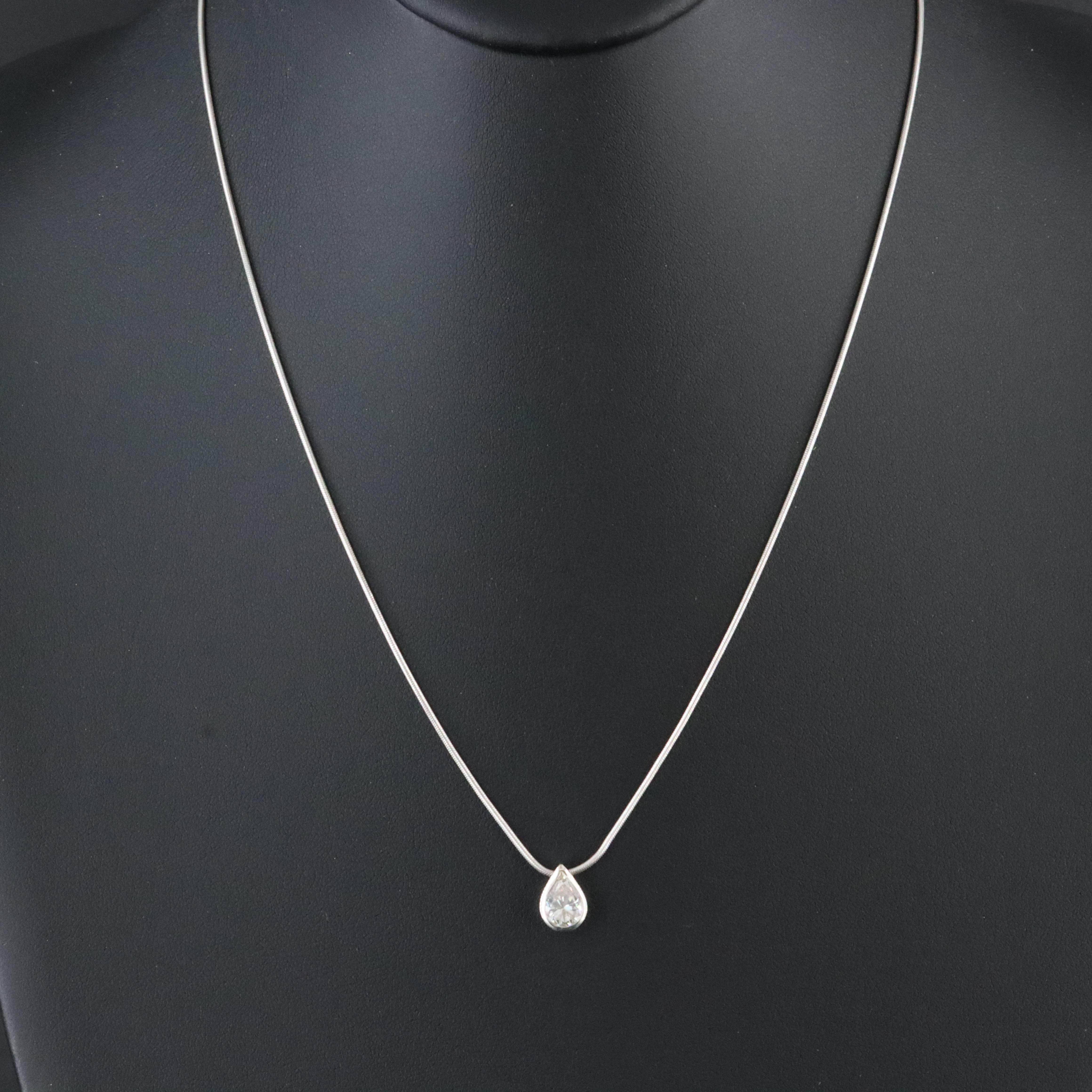 14K 1.18 CT Diamond Solitaire Pendant Necklace