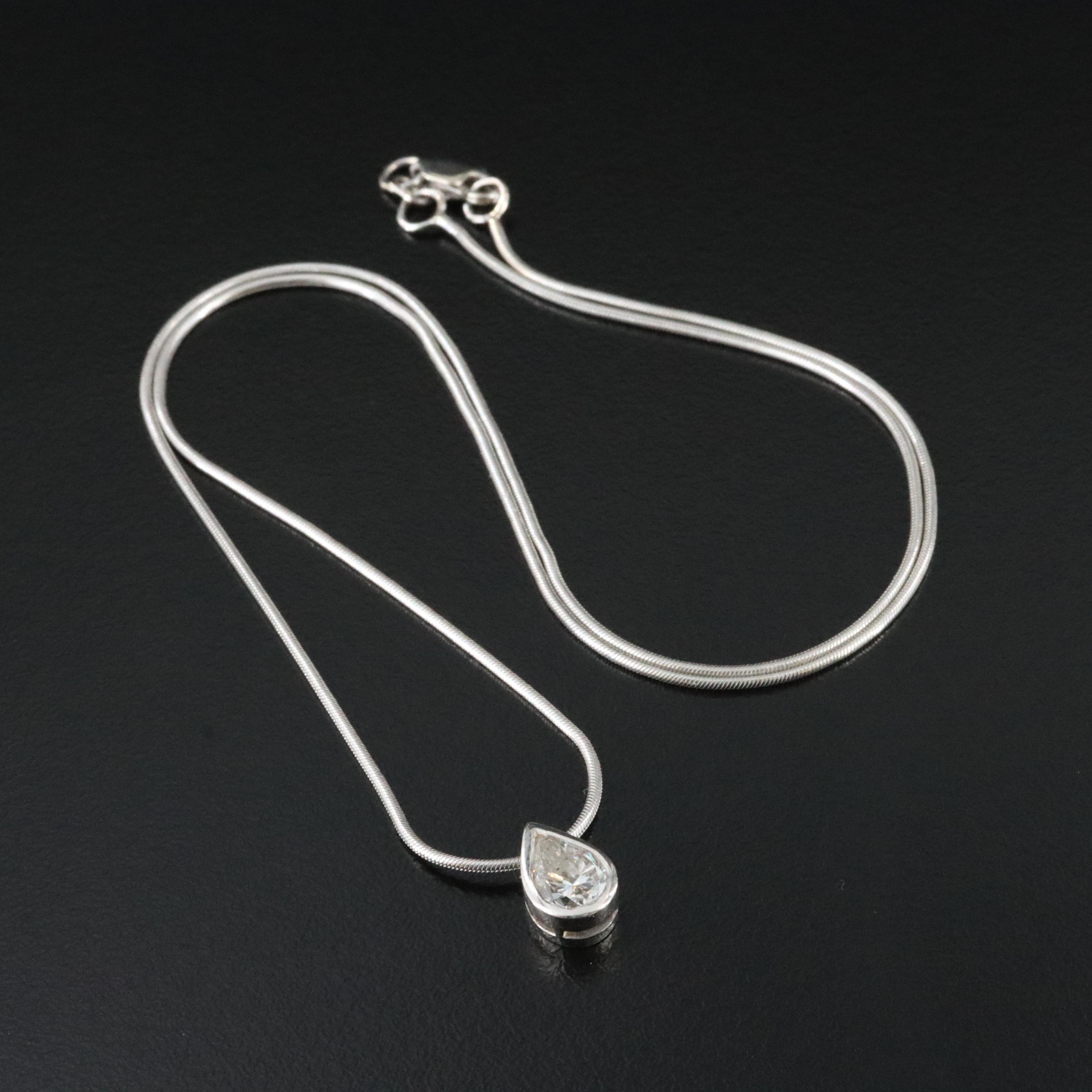 14K 1.18 CT Diamond Solitaire Pendant Necklace