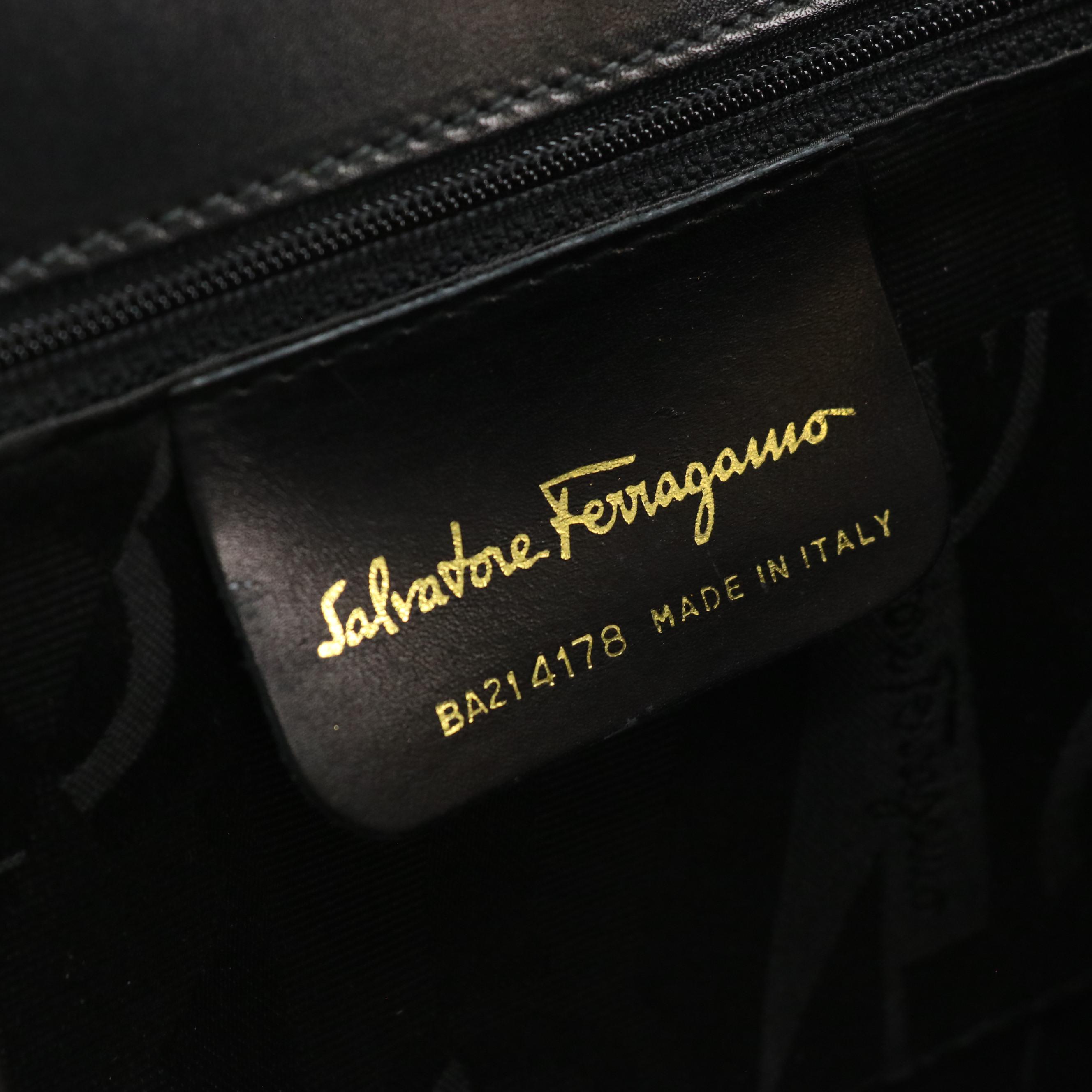 Salvatore Ferragamo Vara Bow Handbag in Black Leather