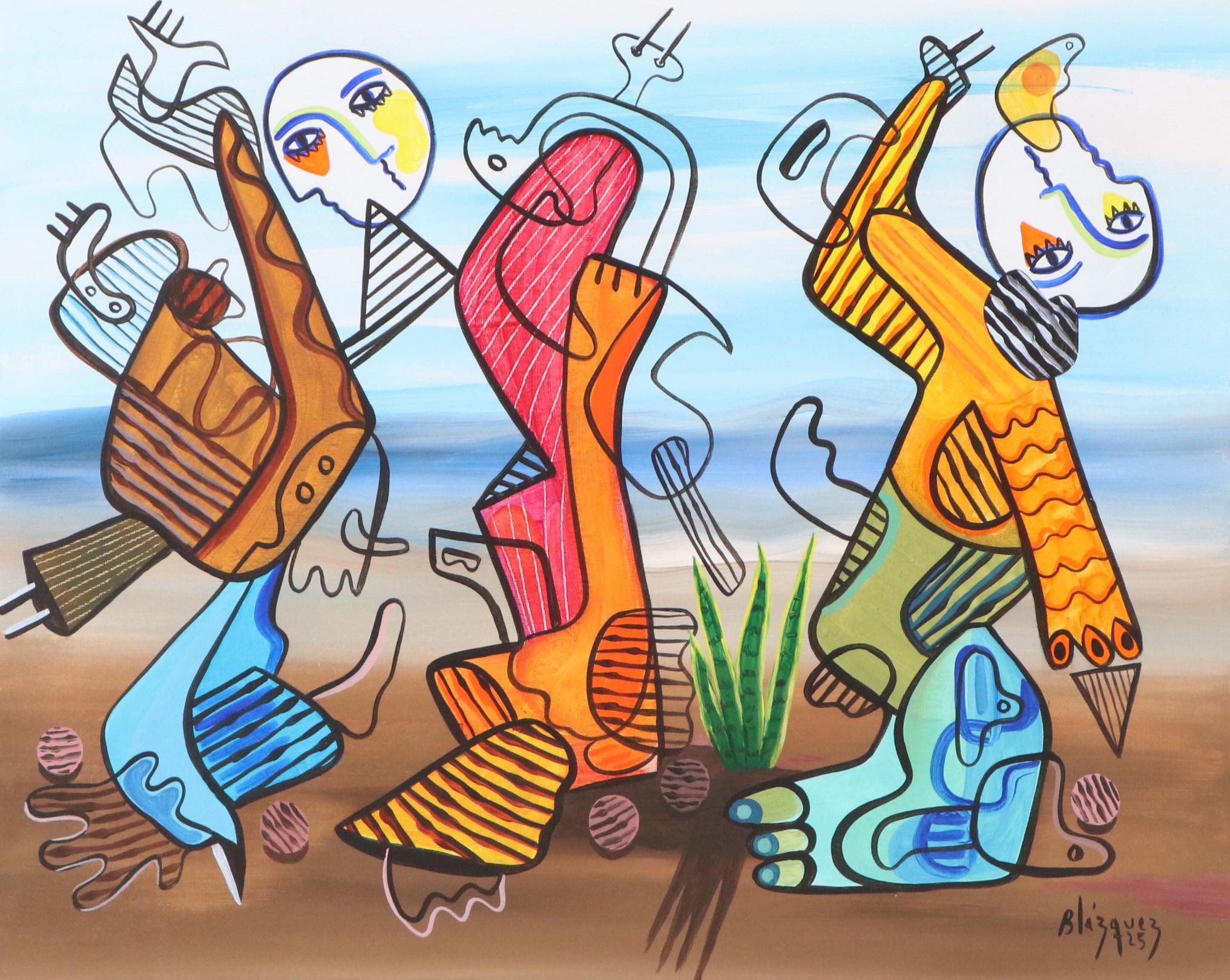 Michel Blázquez Surrealist Acrylic Painting "Unexpected," 2025