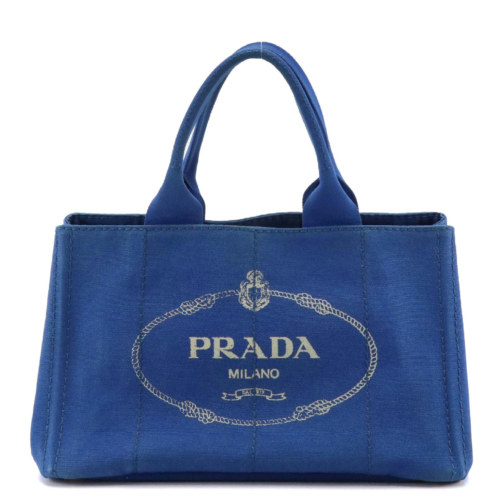 Prada Canapa Logo Canvas Tote in Cobalt Blue