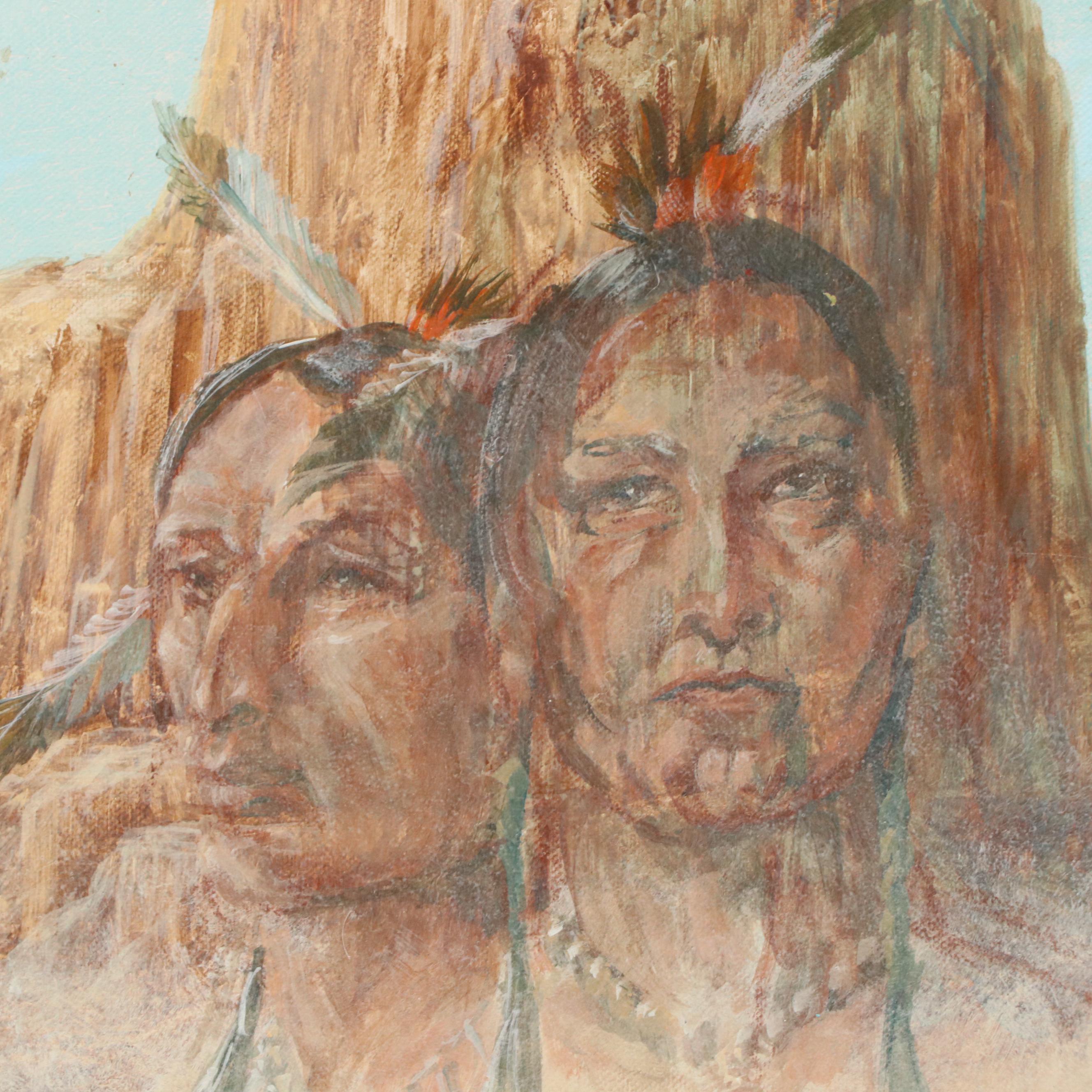 Gibbs Southwest Acrylic Painting with Ancestor Figures