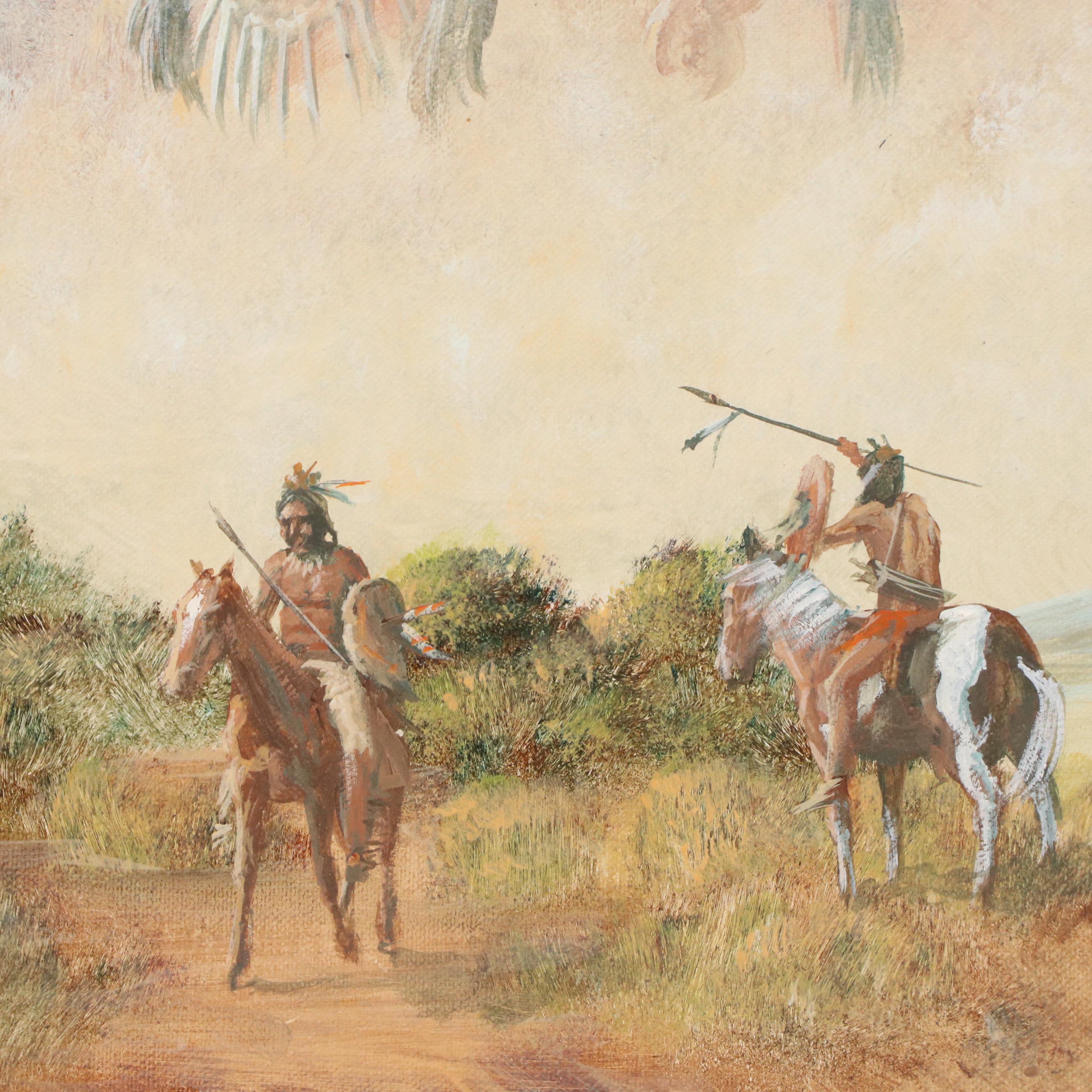 Gibbs Southwest Acrylic Painting with Ancestor Figures