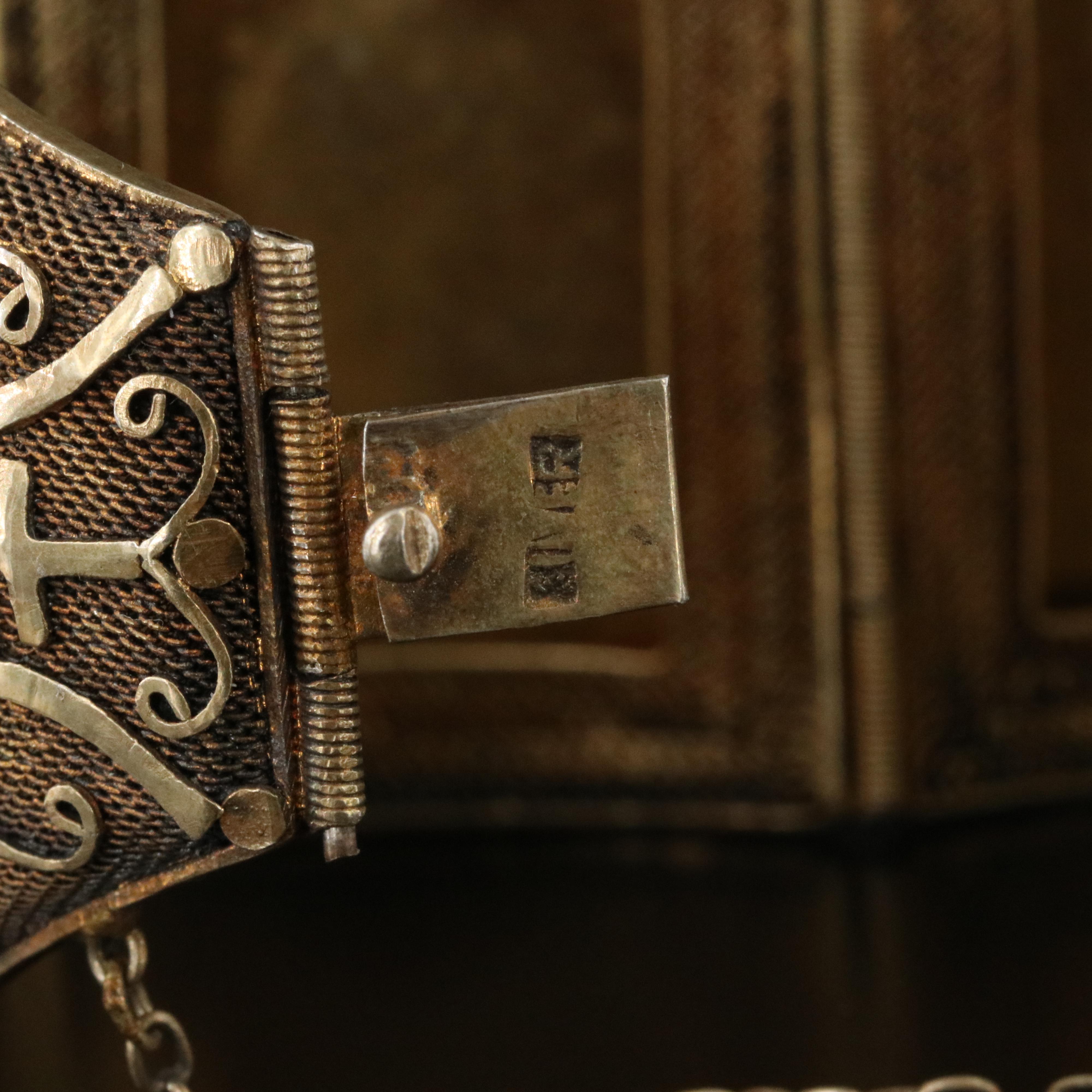 Chinese Sterling Bone and Coral Longevity Panel Bracelet