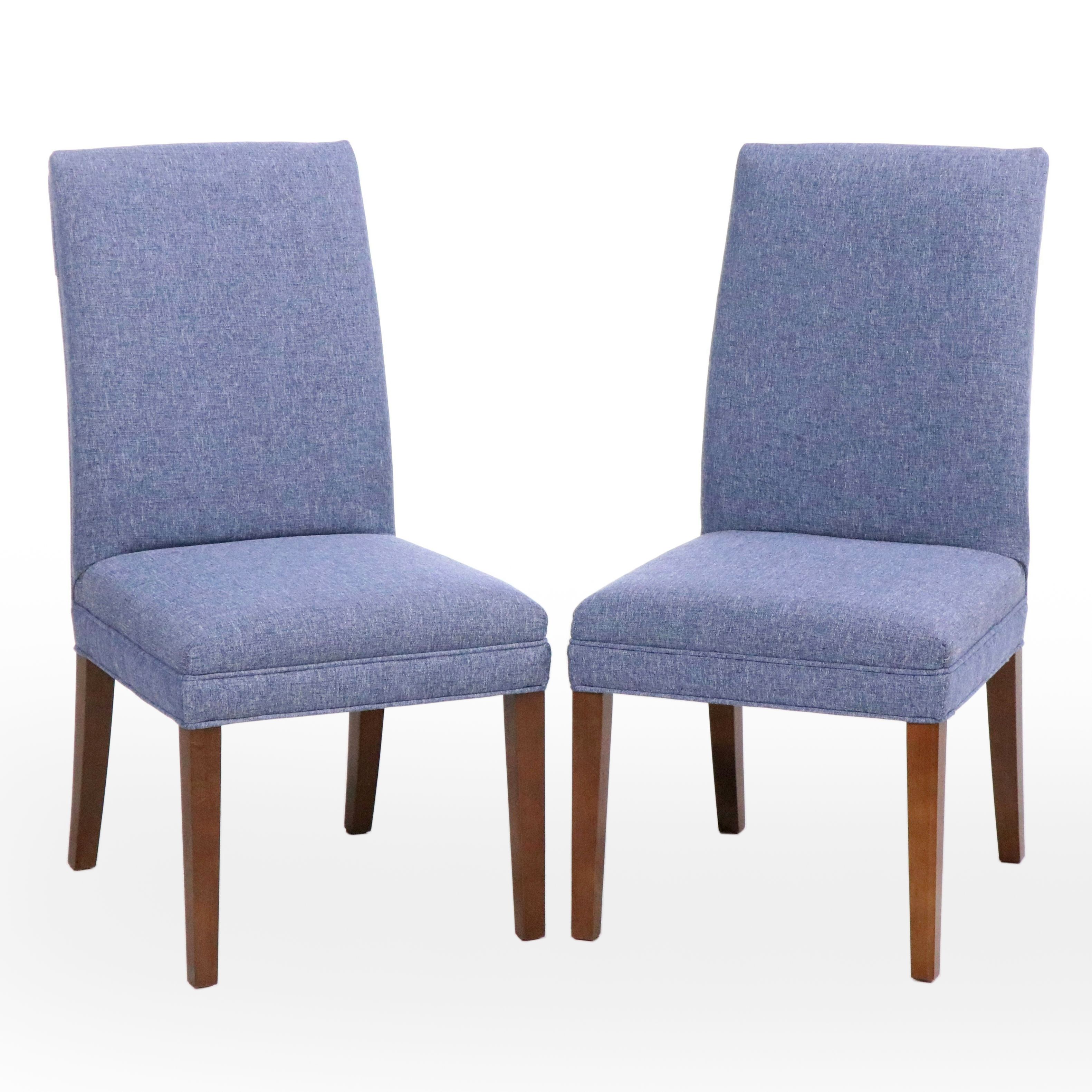 Pair of Contemporary Blue Fabric Upholstered Side Chairs