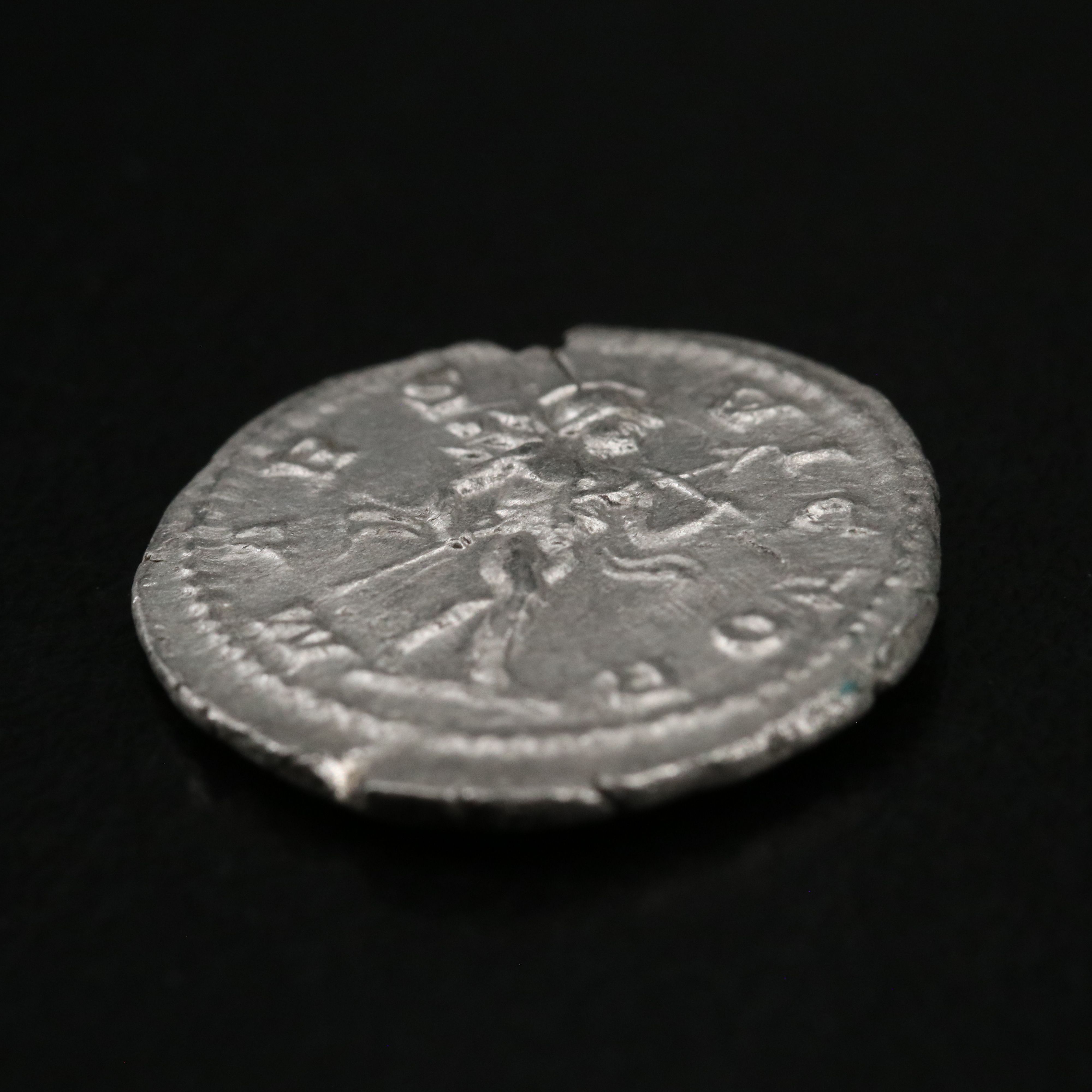 Ancient Roman Imperial AR Denarius Coin of Elagabauls, ca. 219 A.D.