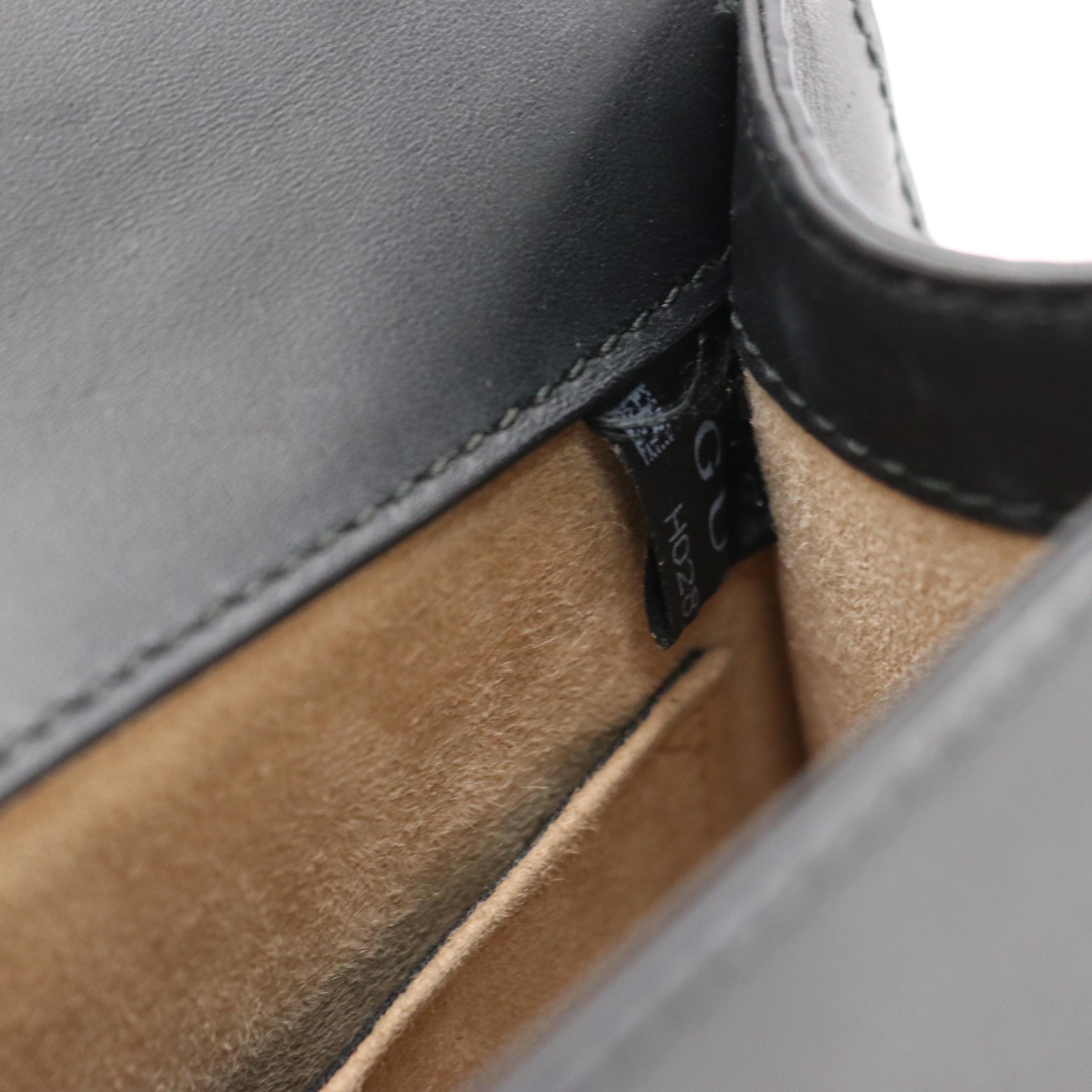 Gucci Sylvie Chain Link Crossbody Bag in Black Calfskin Leather with Web Detail