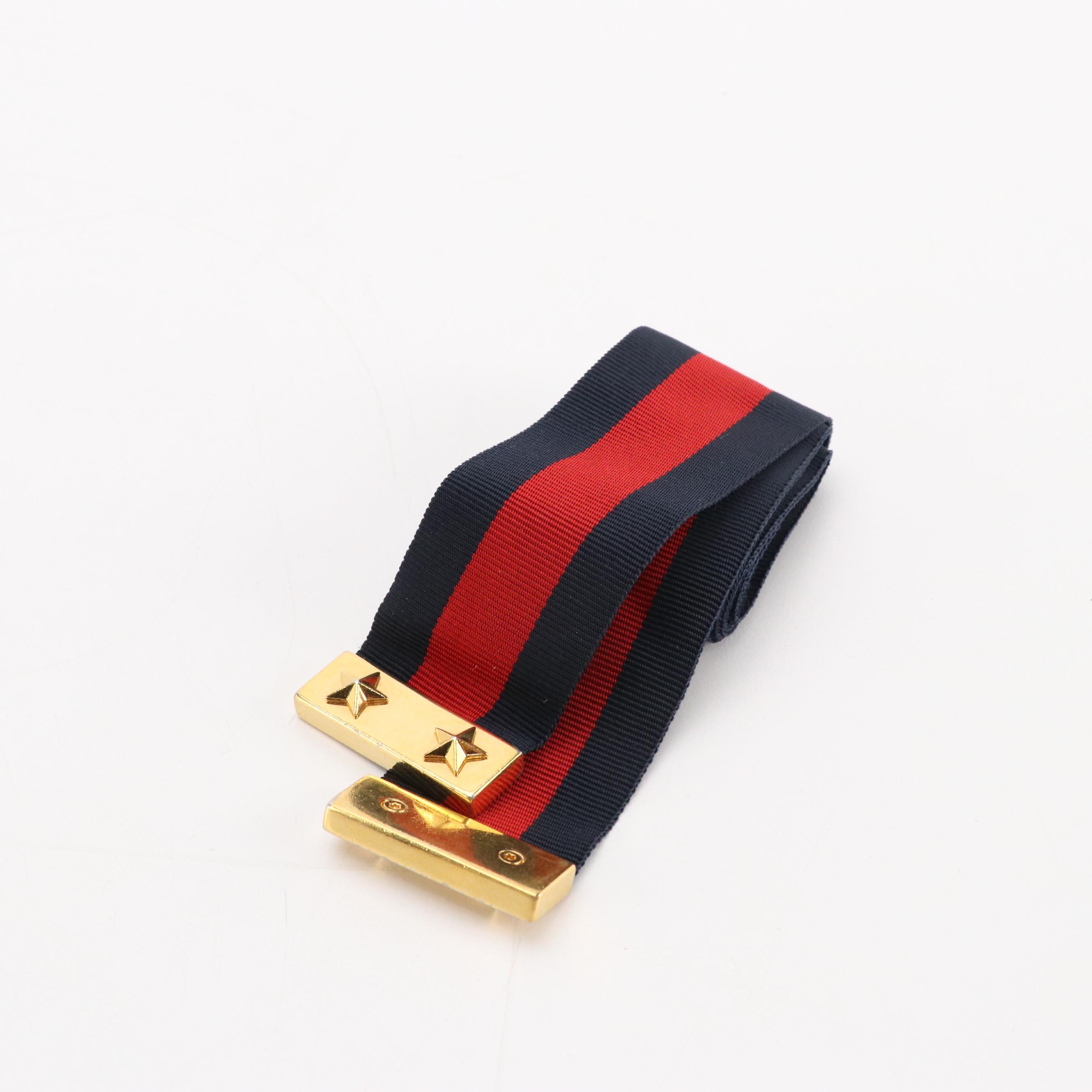 Gucci Sylvie Chain Link Crossbody Bag in Black Calfskin Leather with Web Detail