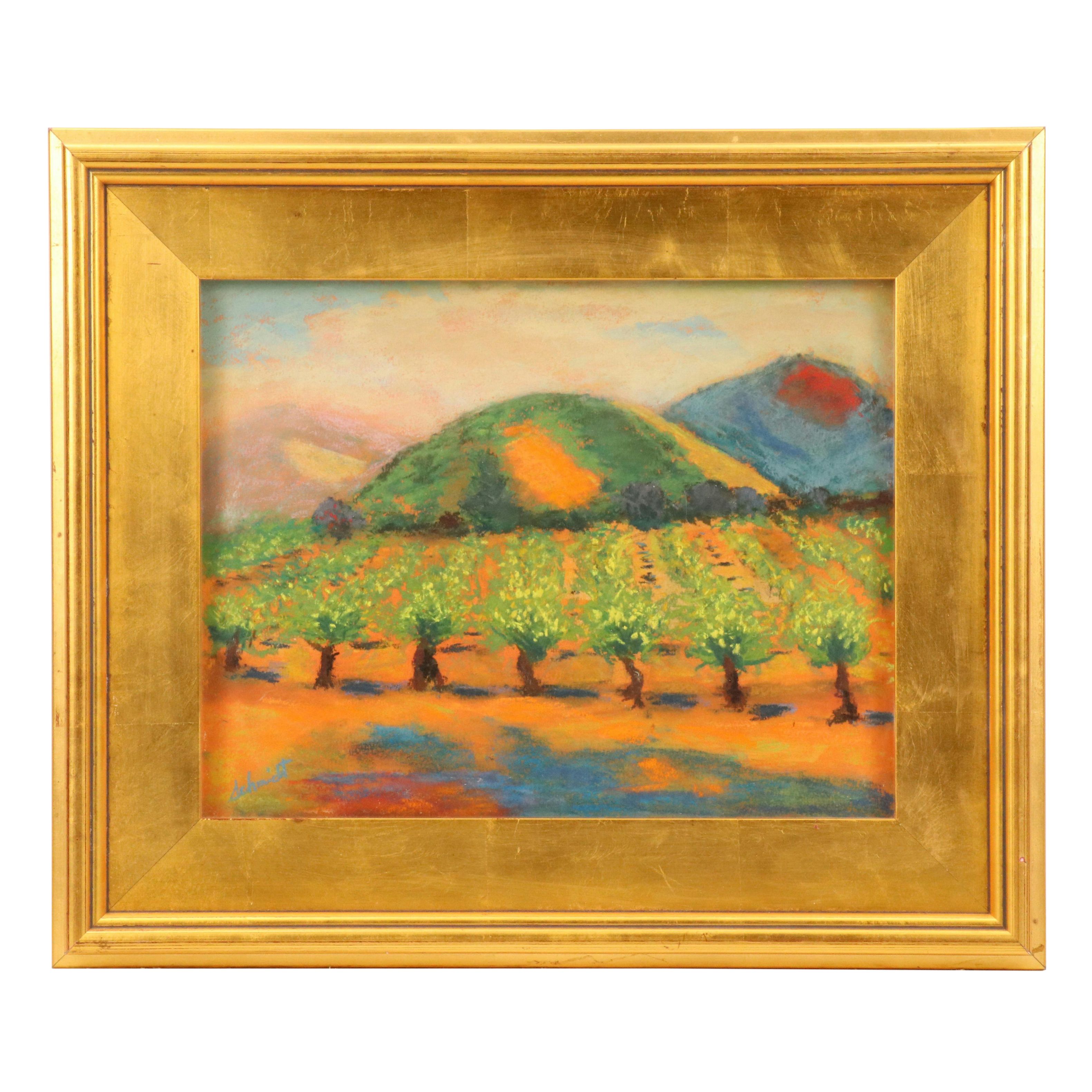 Schmidt Oil Pastel of the Santa Rosa Winery