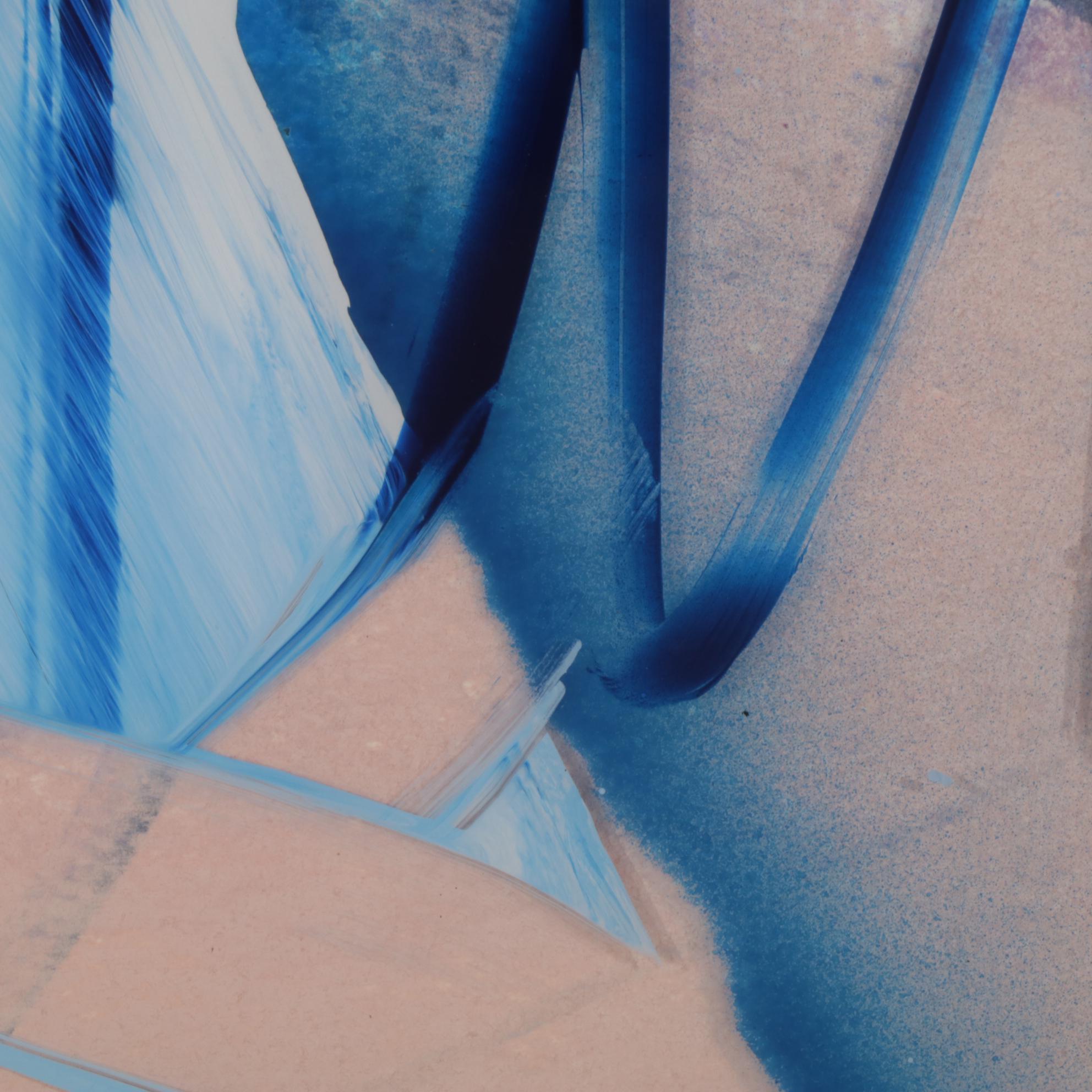 Dennis Frings Blue Abstract Modernist Mixed Media Painting, Late 20th Century