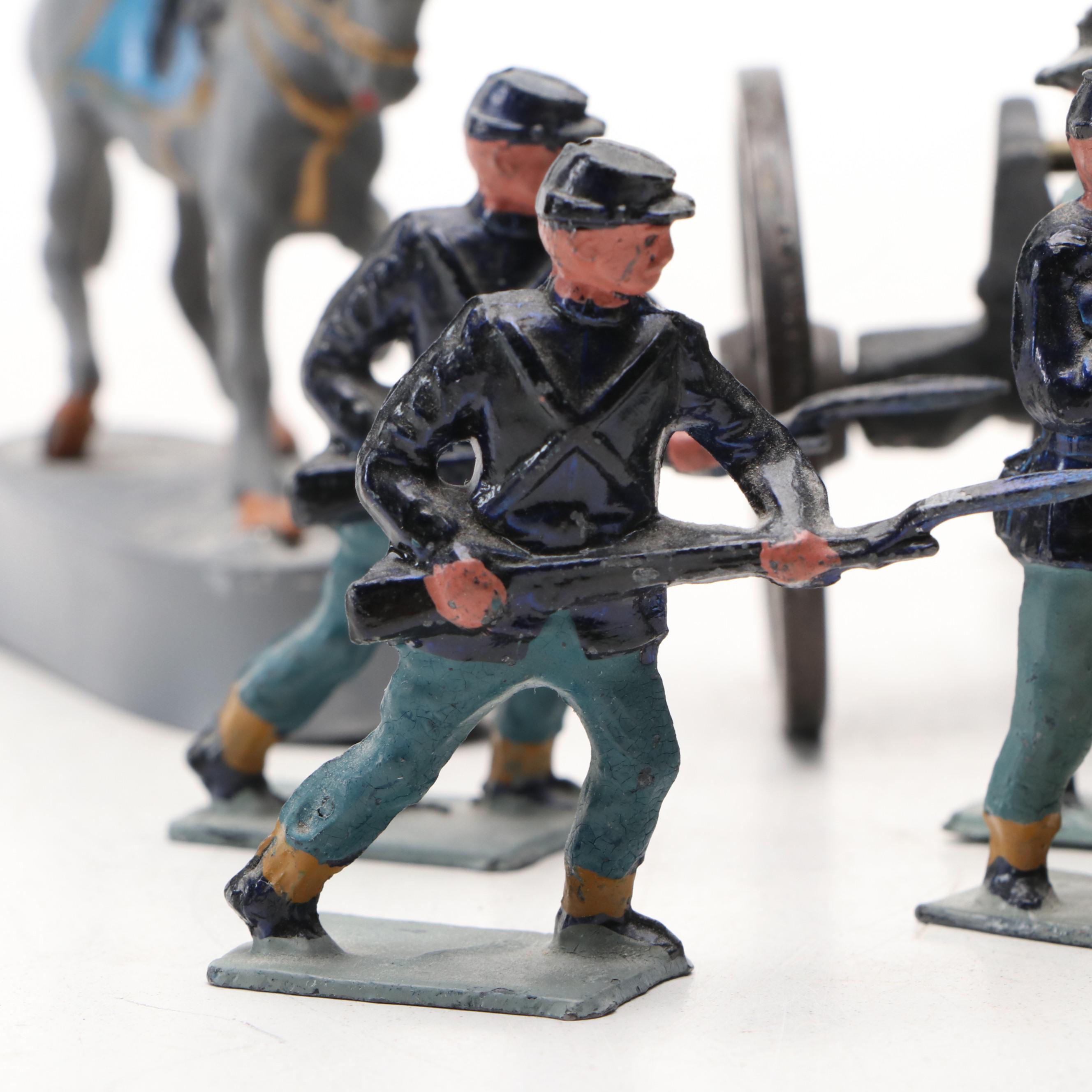 John Hill Co. Lead Toy Civil War Soldiers, Cannons and Horses
