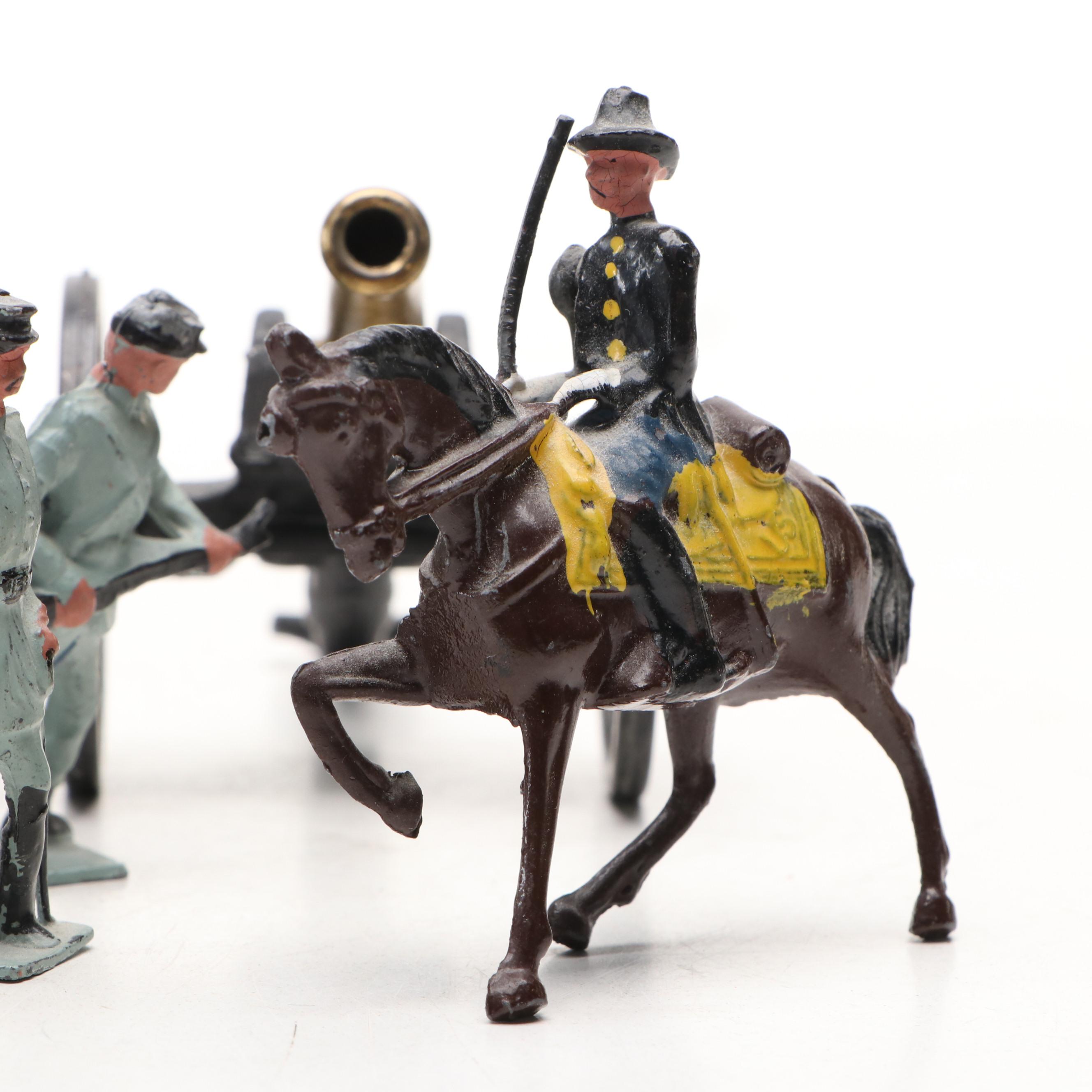 John Hill Co. Lead Toy Civil War Soldiers, Cannons and Horses