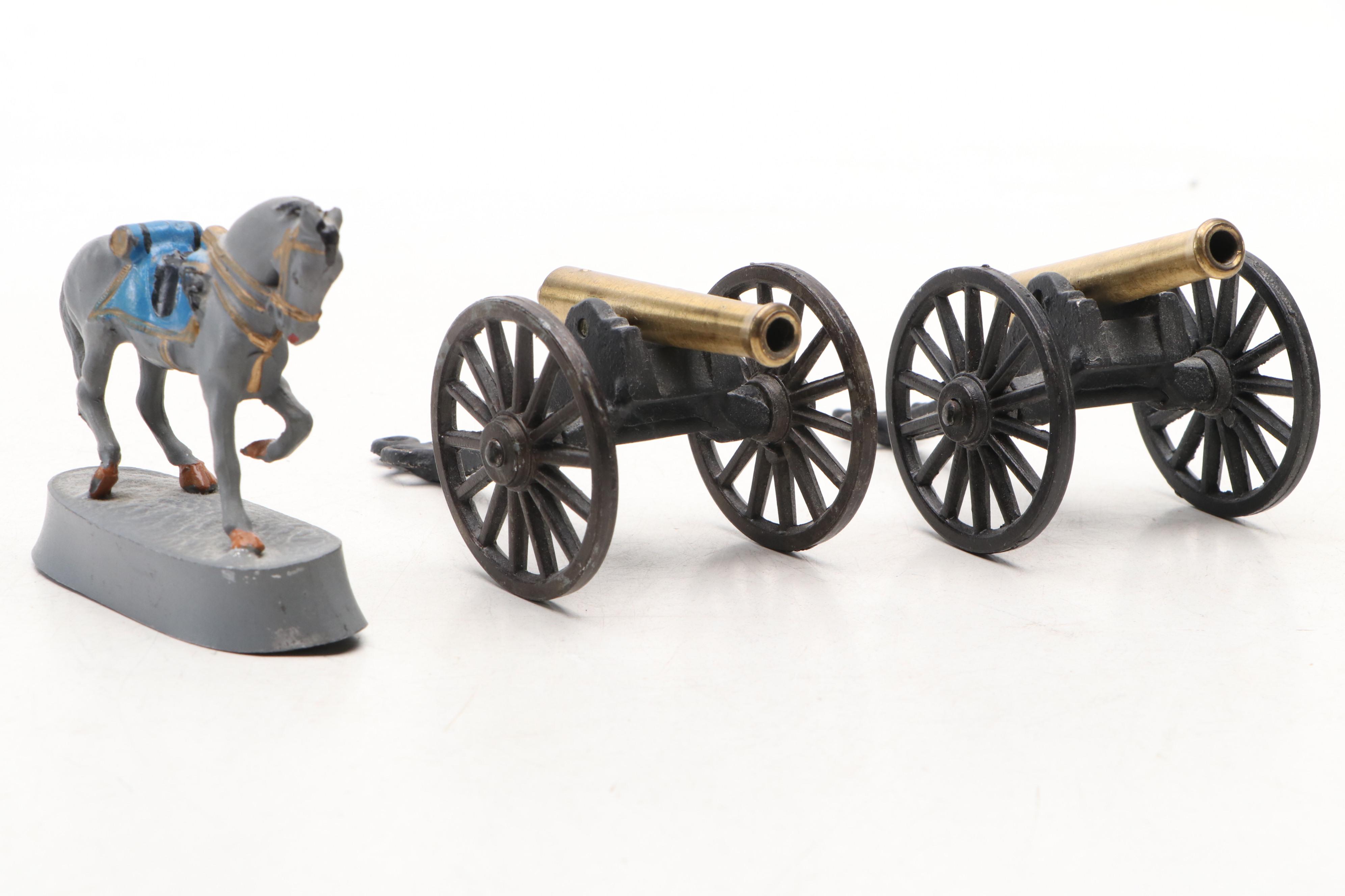 John Hill Co. Lead Toy Civil War Soldiers, Cannons and Horses