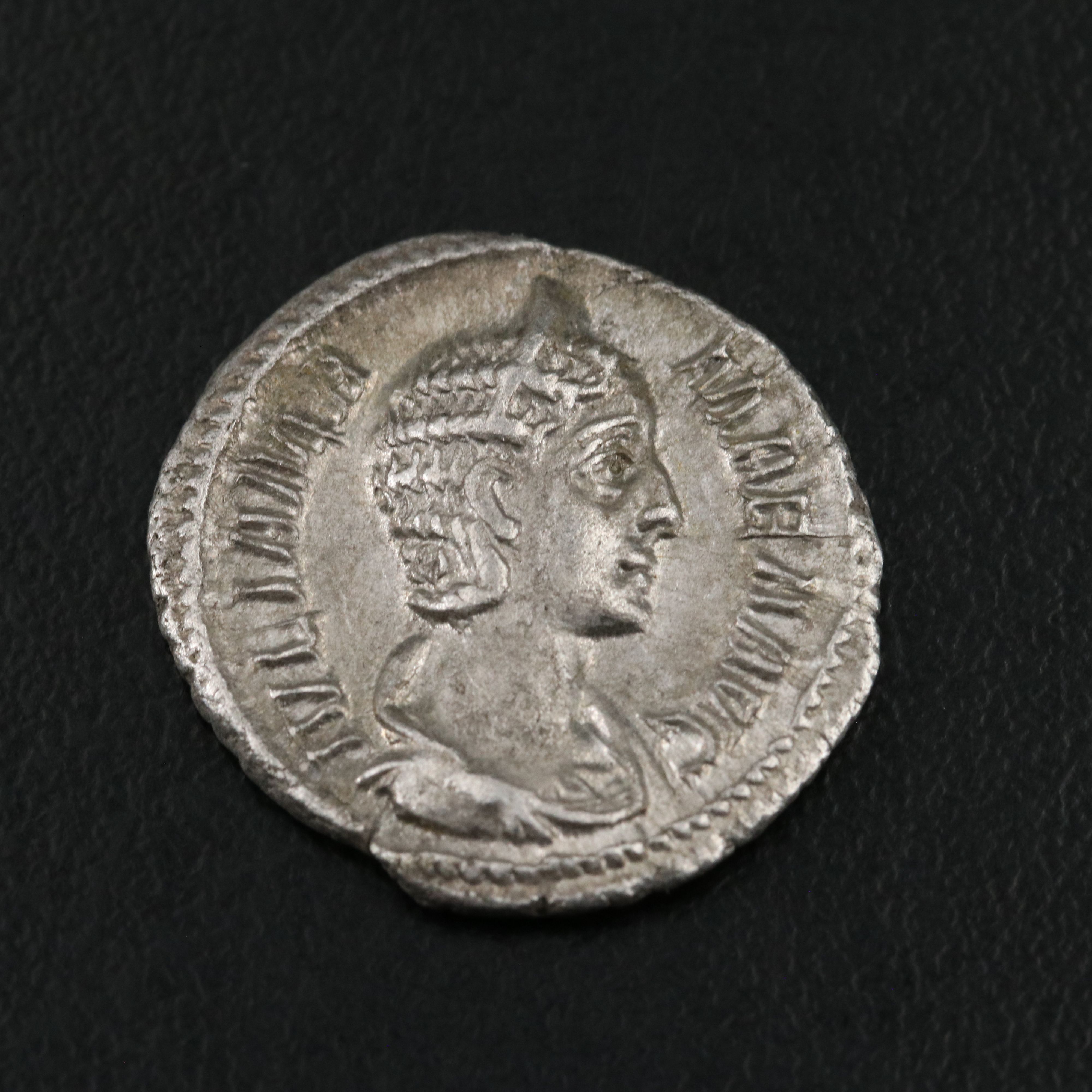 Ancient Roman Imperial AR Denarius Coin of Julia Mamaea, ca. 232 A.D.