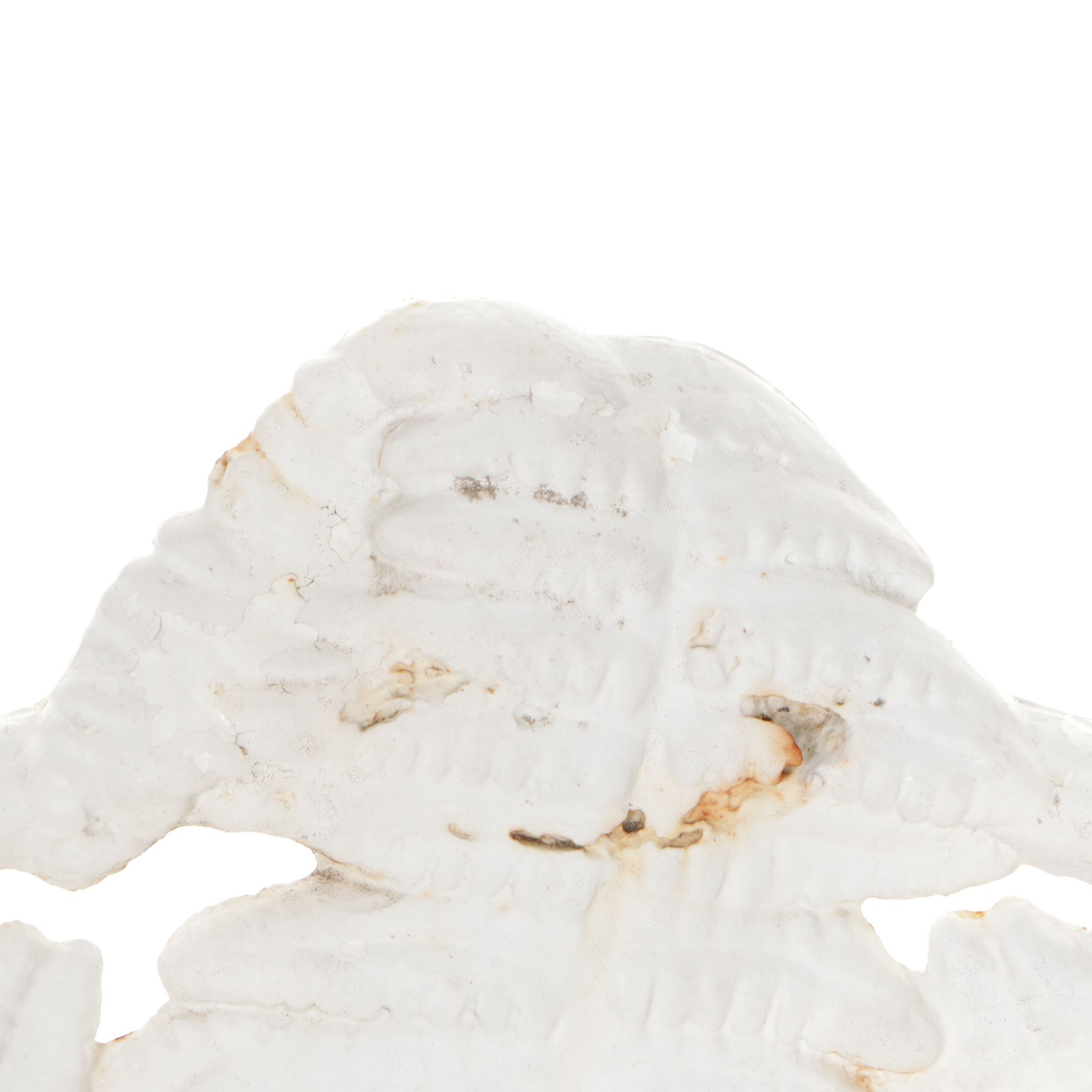 White-Painted Cast Iron Outdoor Chair With Fern Frond Back and Triangle Seat