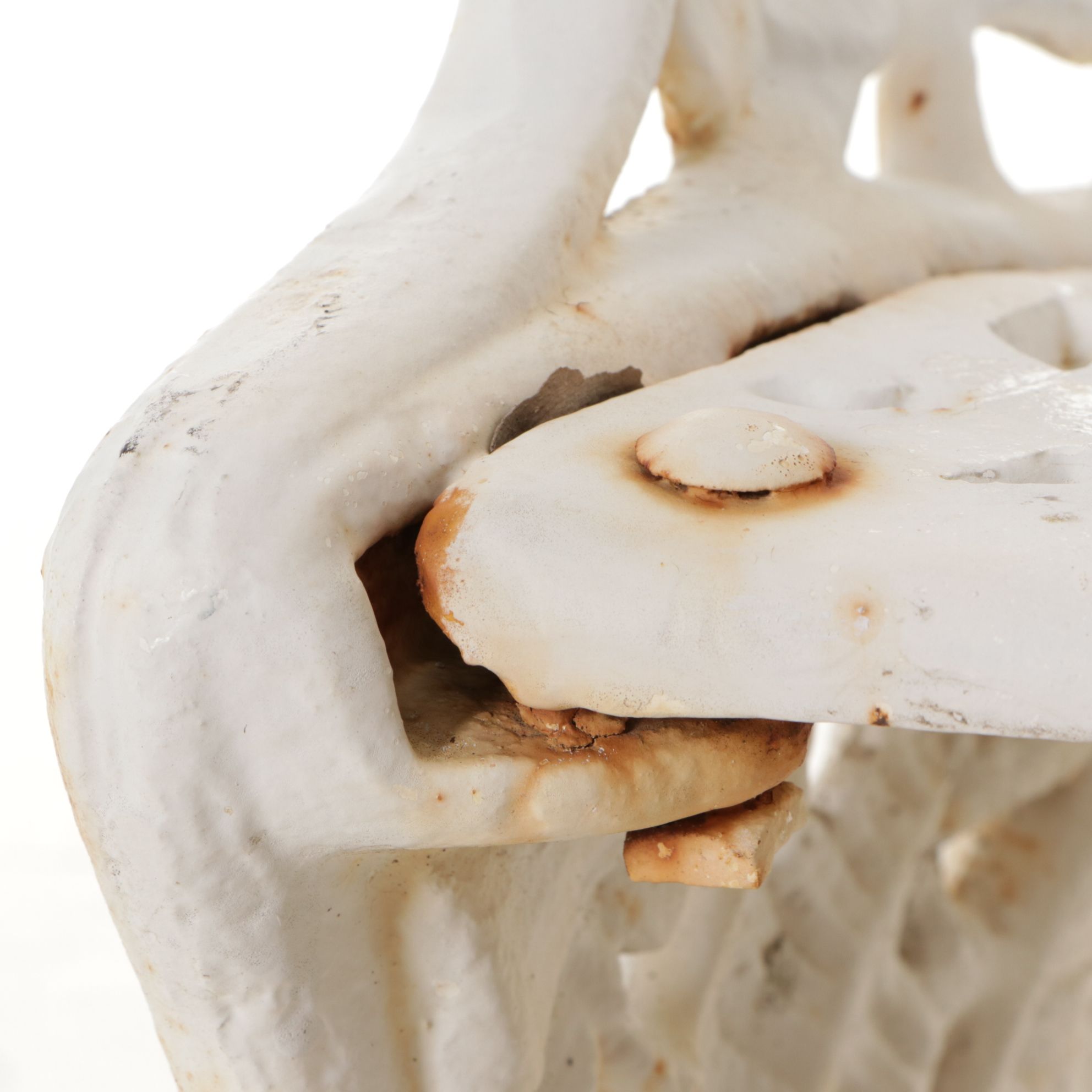 White-Painted Cast Iron Outdoor Chair With Fern Frond Back and Triangle Seat