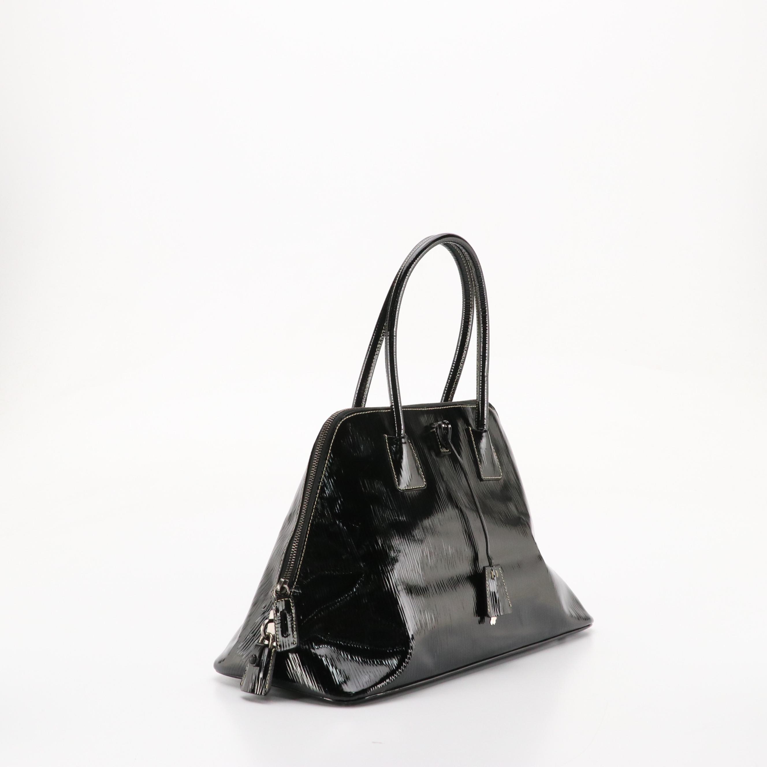 Prada Top Handle Locking Bag BN0477 in Textured Patent Leather
