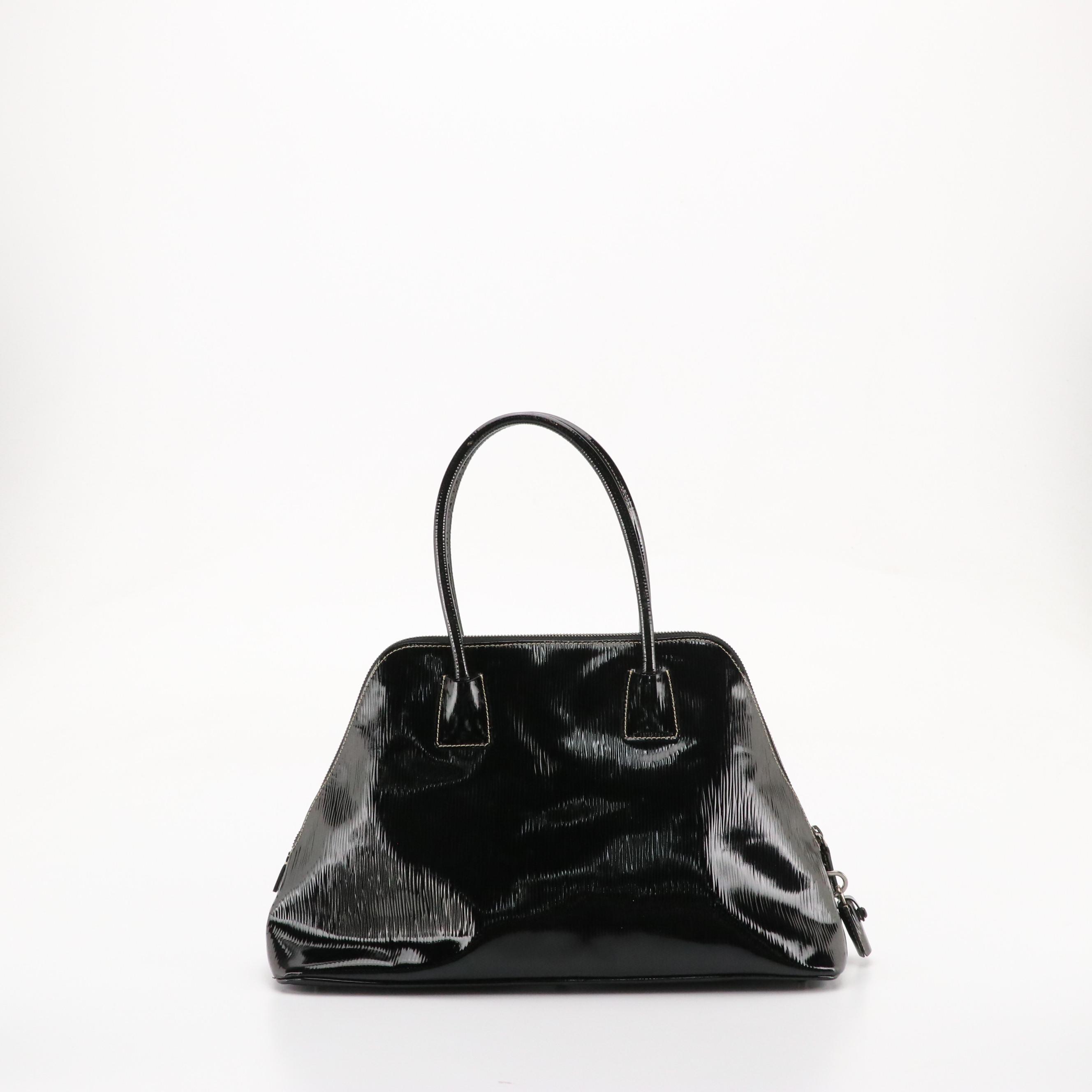 Prada Top Handle Locking Bag BN0477 in Textured Patent Leather