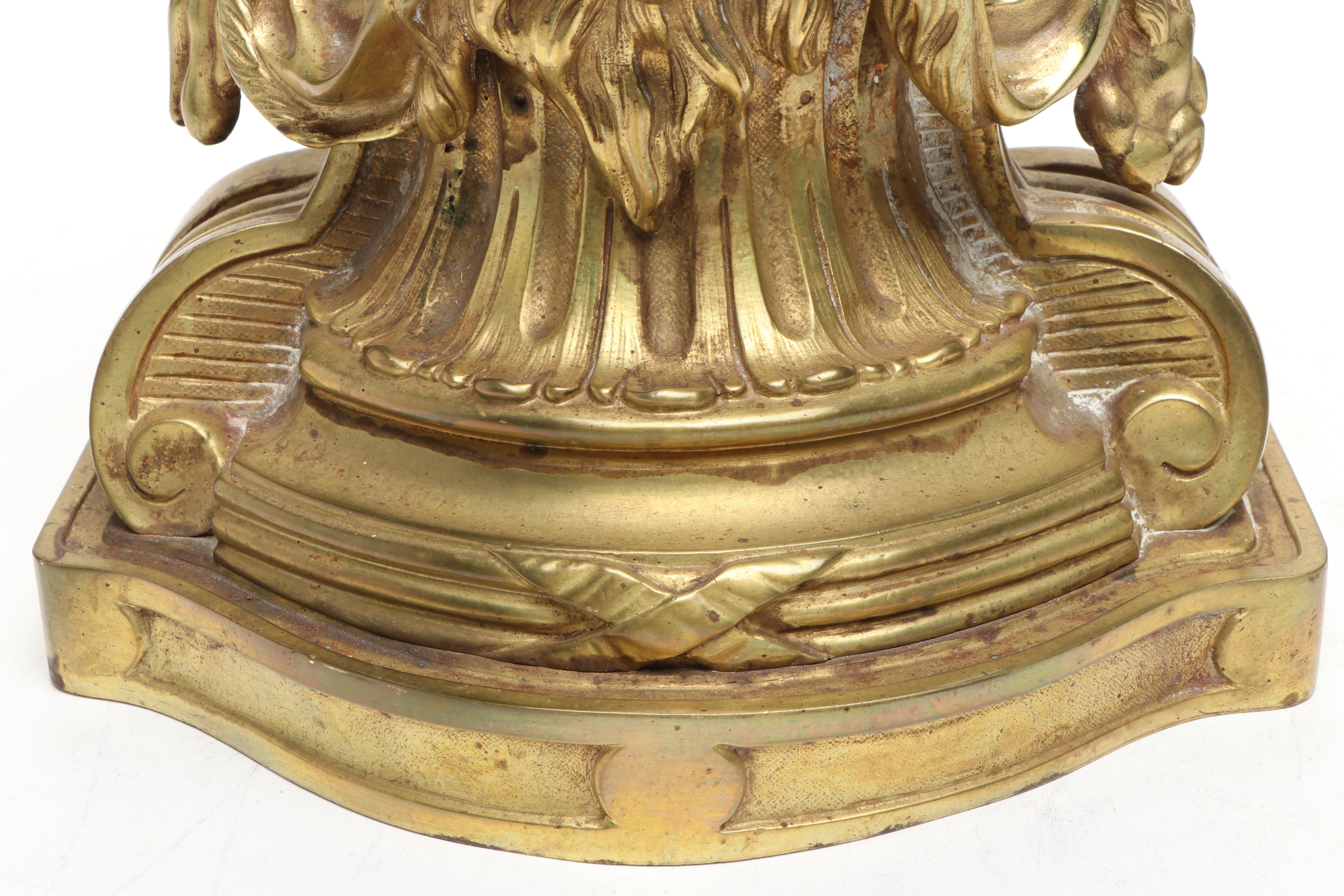 Louis XVI Style Brass Andiron Standards