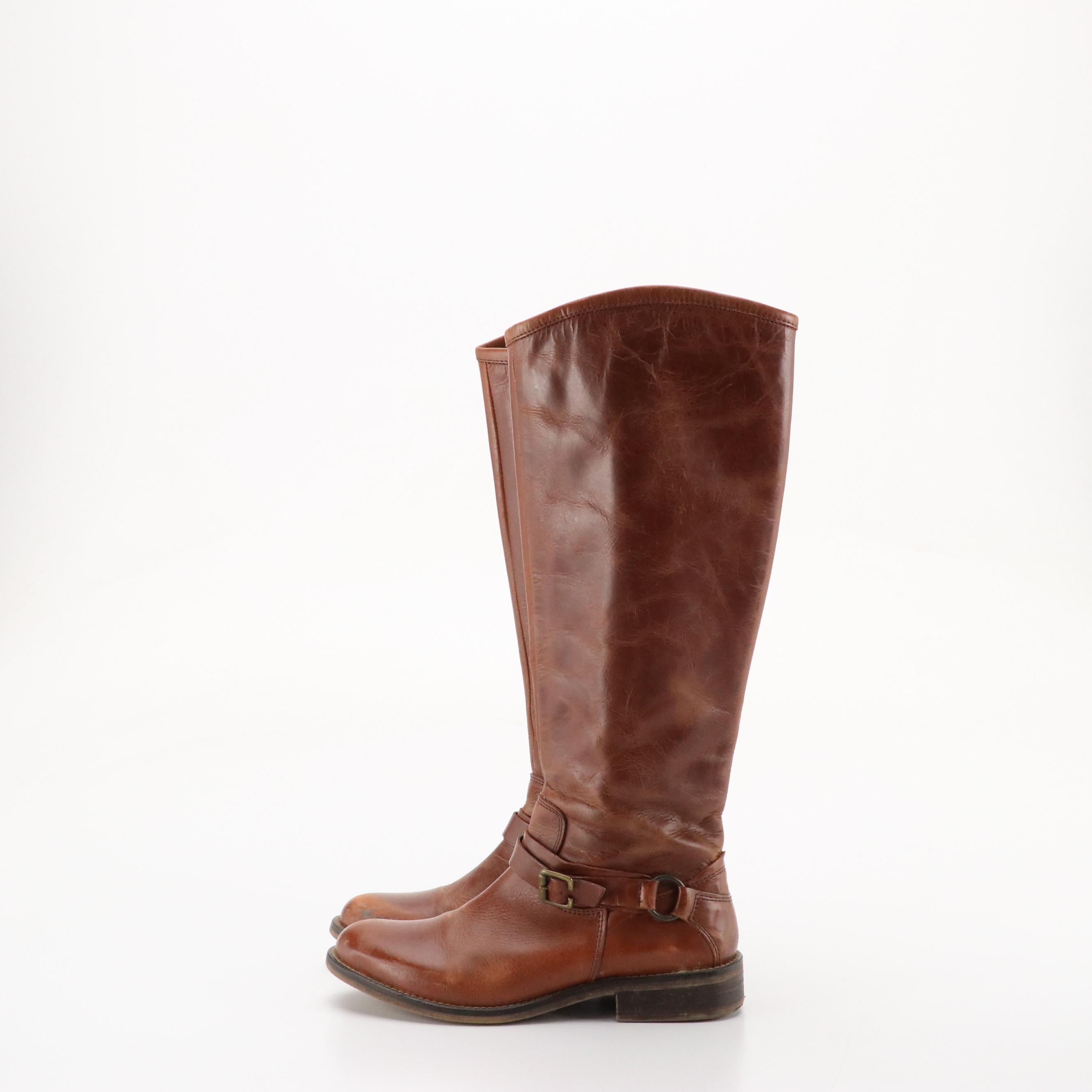Hinge Knee-High Riding Boots in Brown Leather