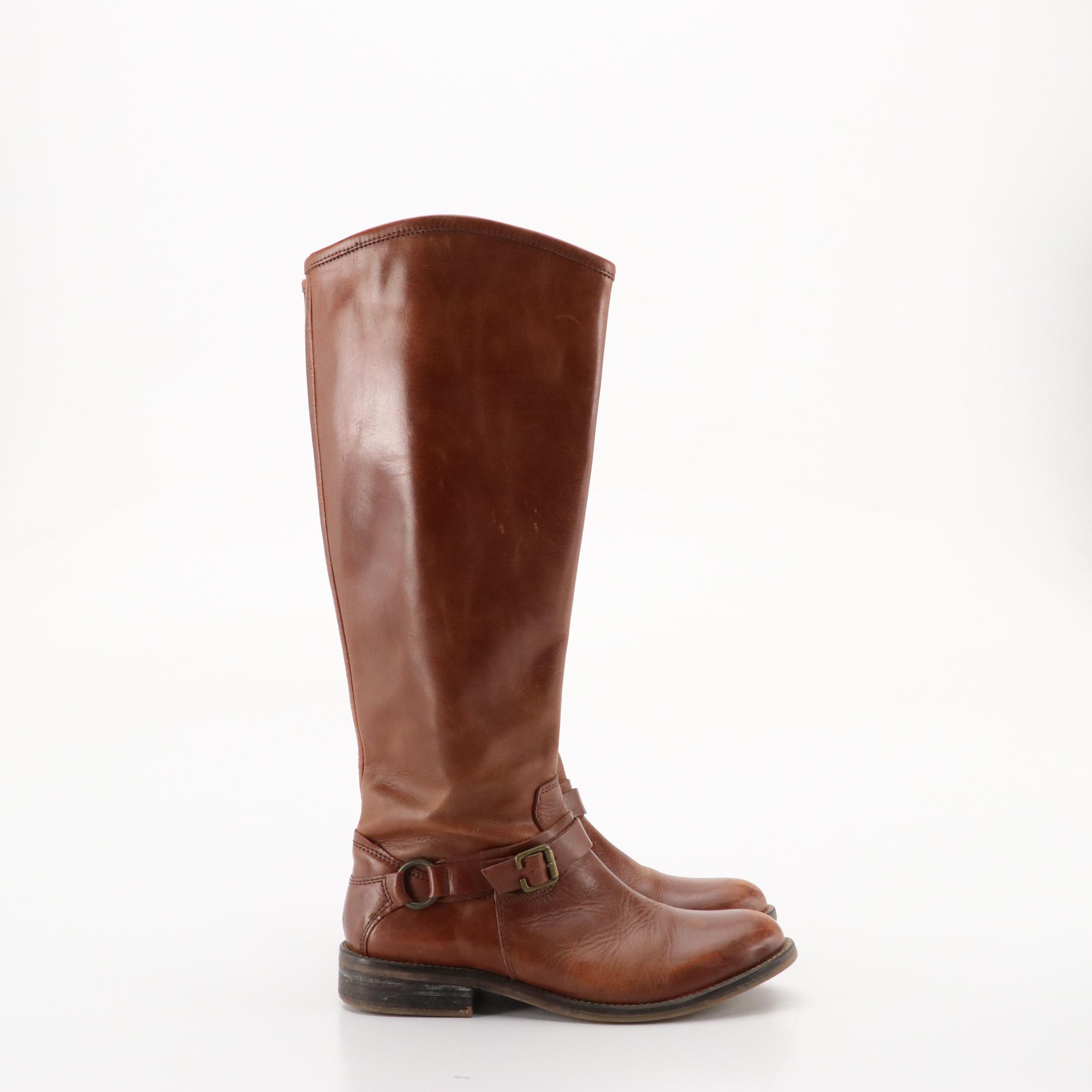 Hinge Knee-High Riding Boots in Brown Leather