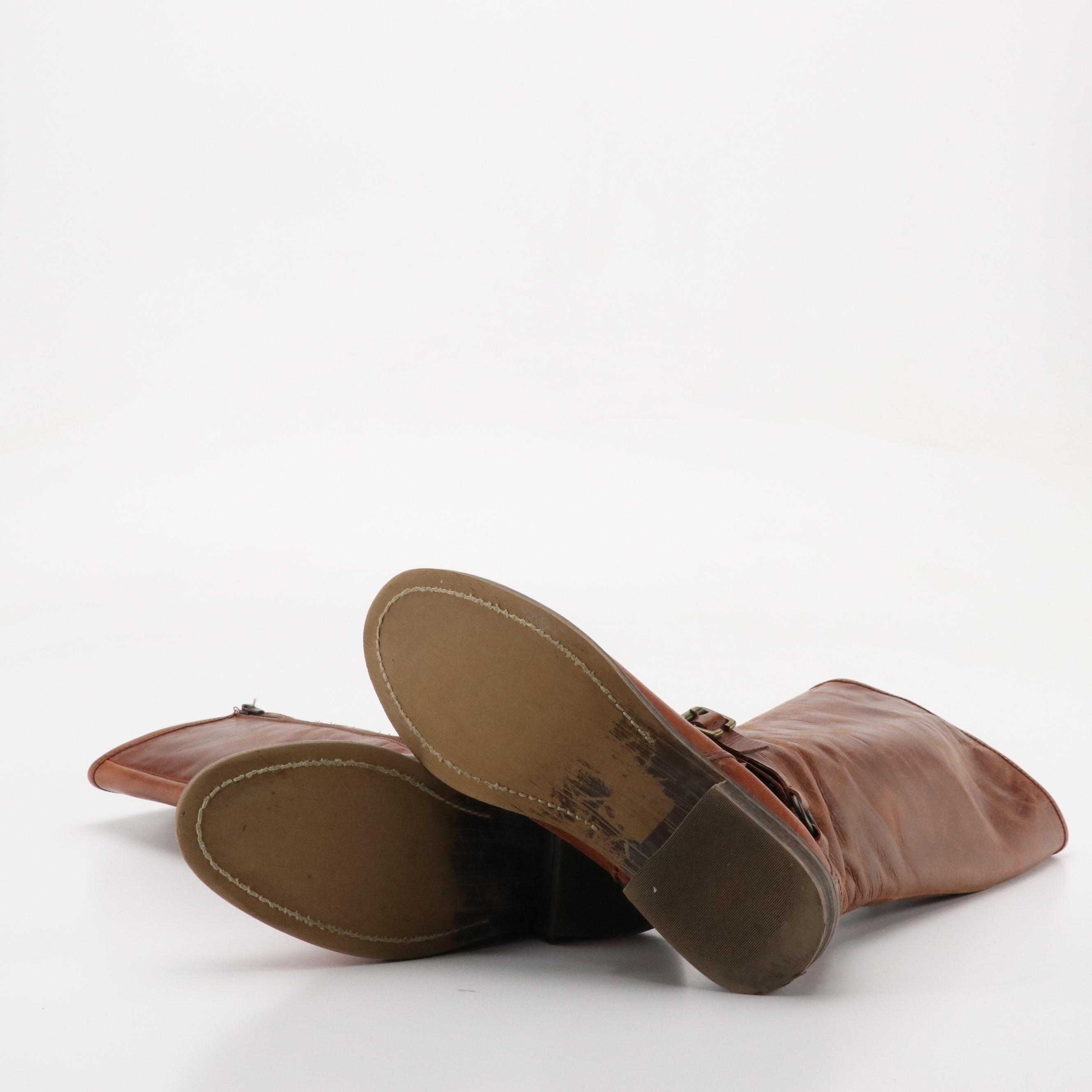 Hinge Knee-High Riding Boots in Brown Leather