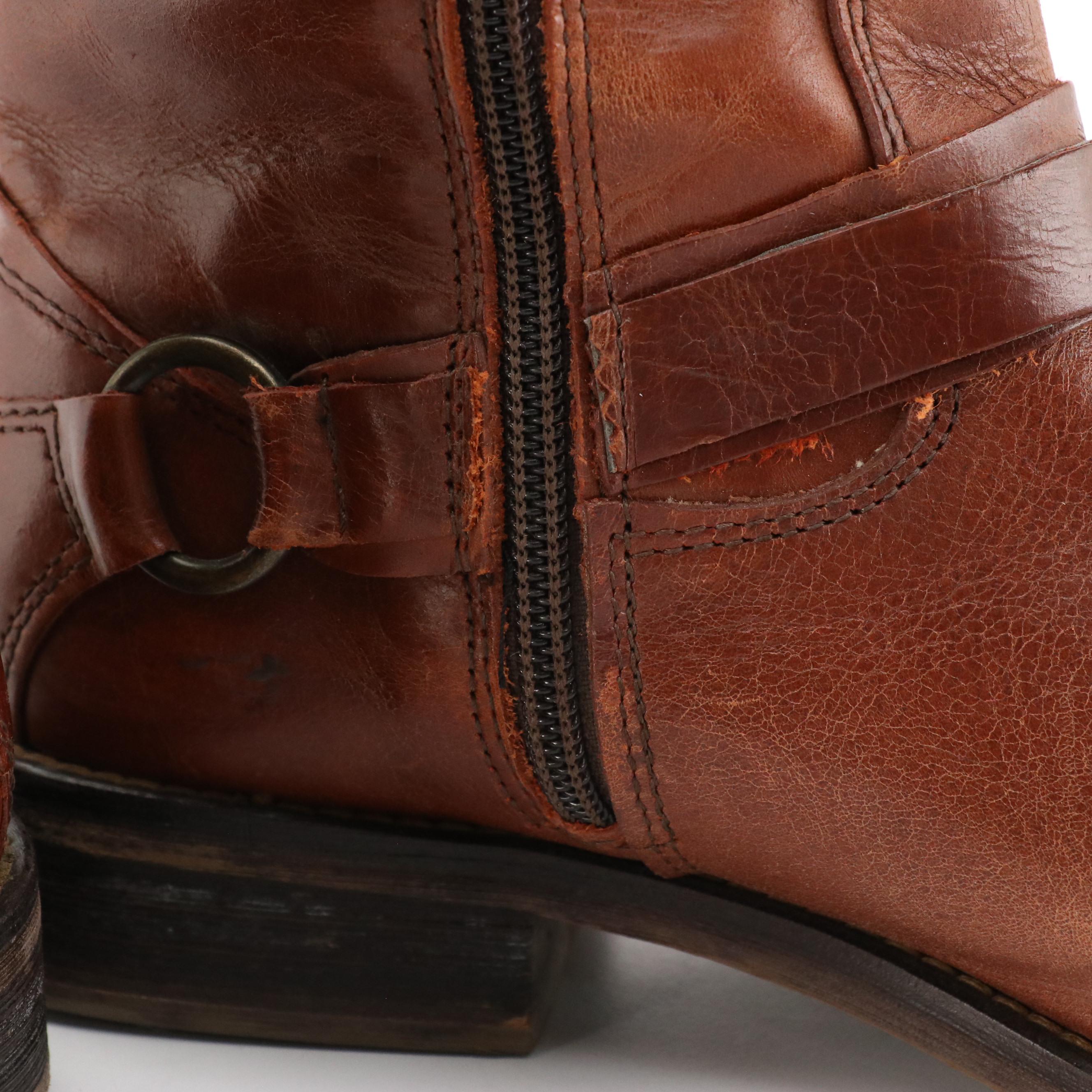 Hinge Knee-High Riding Boots in Brown Leather