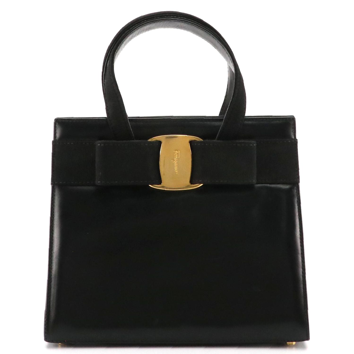 Salvatore Ferragamo Vara Bow Handbag in Black Leather