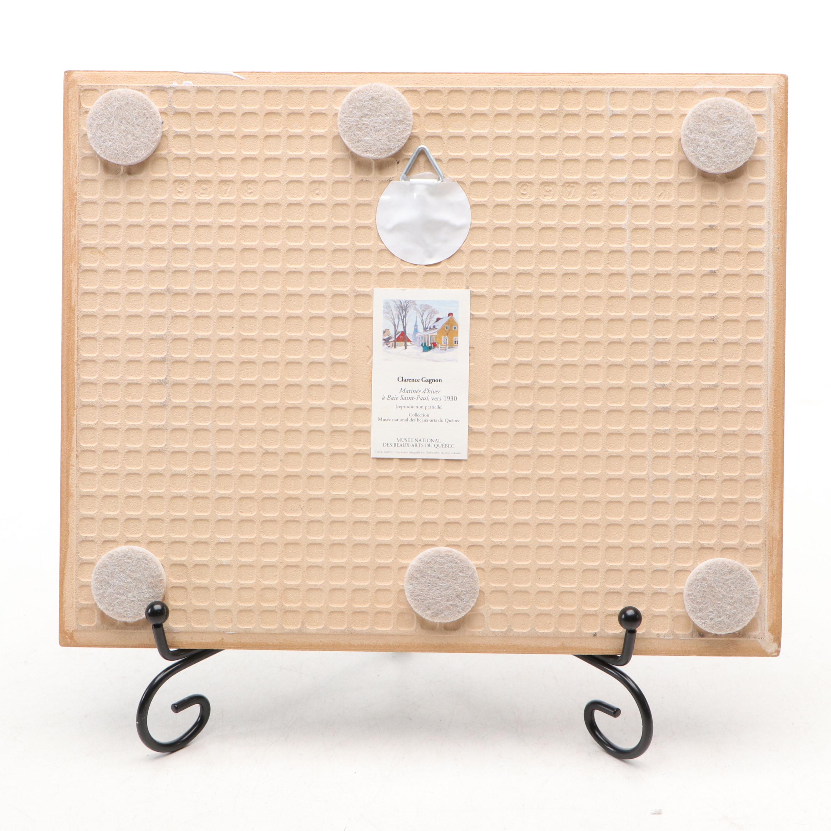 Hand-Painted and Carved Wooden Duck Decoy and Bowl with Museum Printed Tile