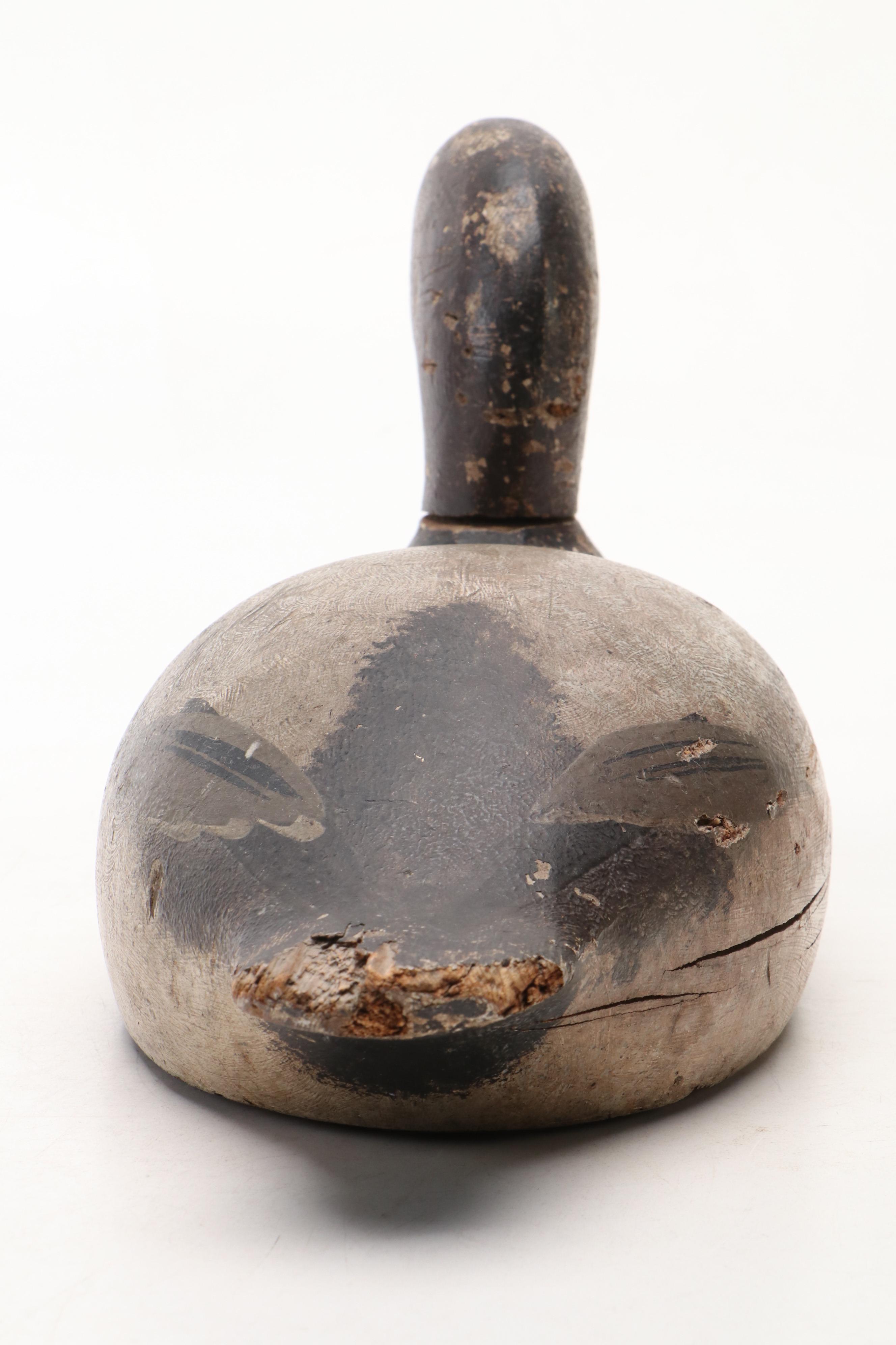 Hand-Painted and Carved Wooden Duck Decoy and Bowl with Museum Printed Tile