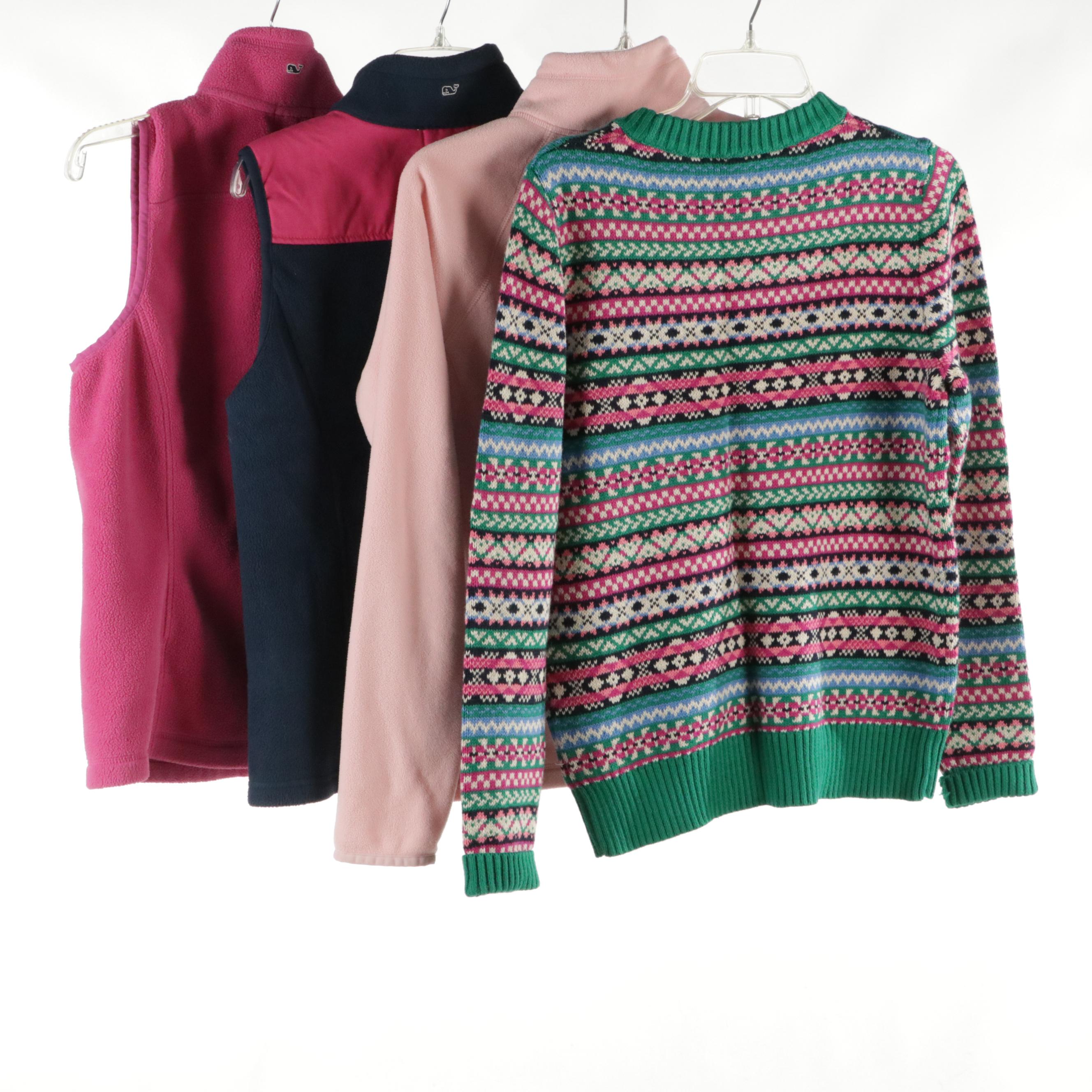 J.Crew All-Over Fair Isle Cotton Sweater, Vineyard Vines Fleece Vests & 3/4 Zip