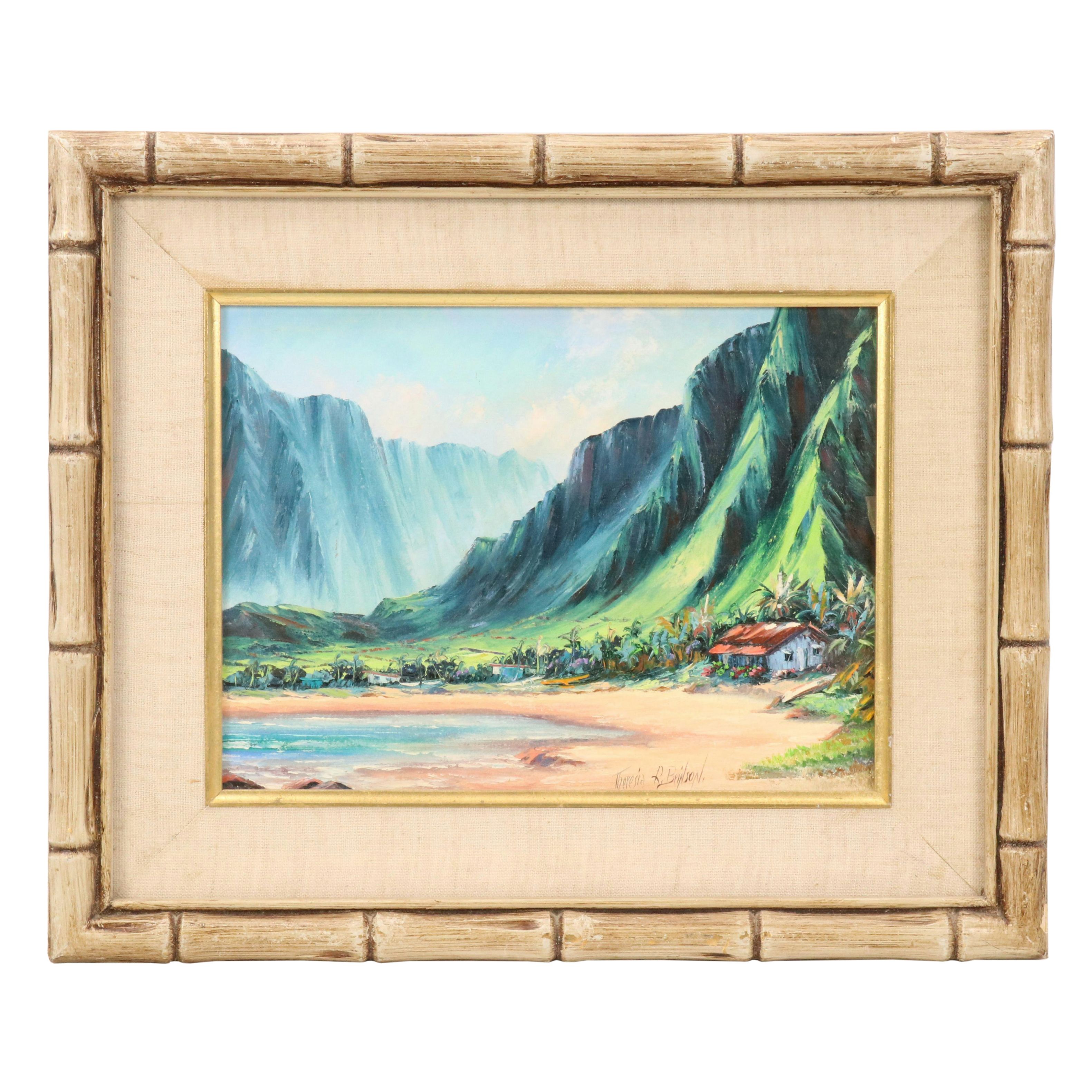 Theresia Brinson Hawaiian Landscape Oil Painting "Oalu," 1983