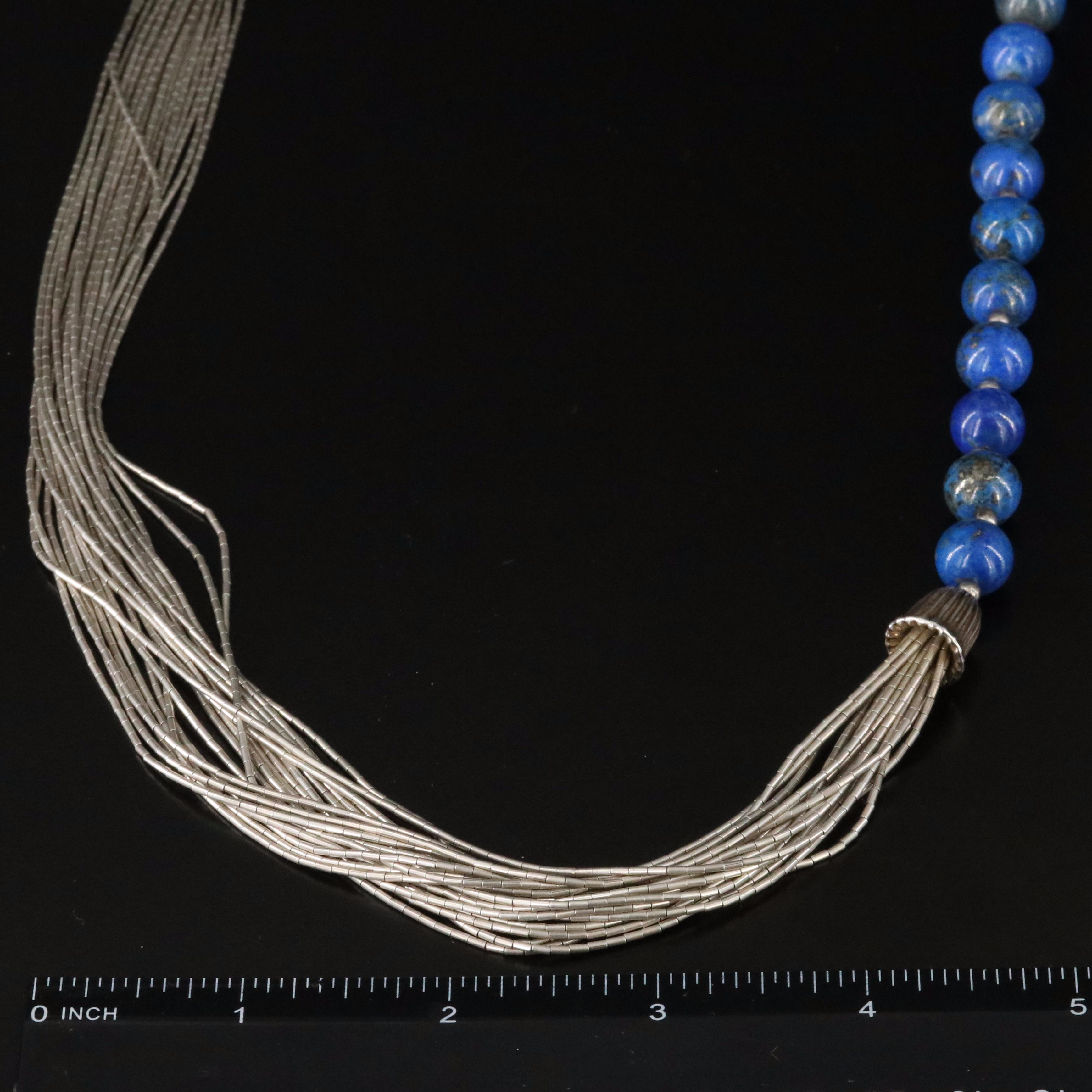 Sterling Lapis Lazuli Liquid Silver Necklace