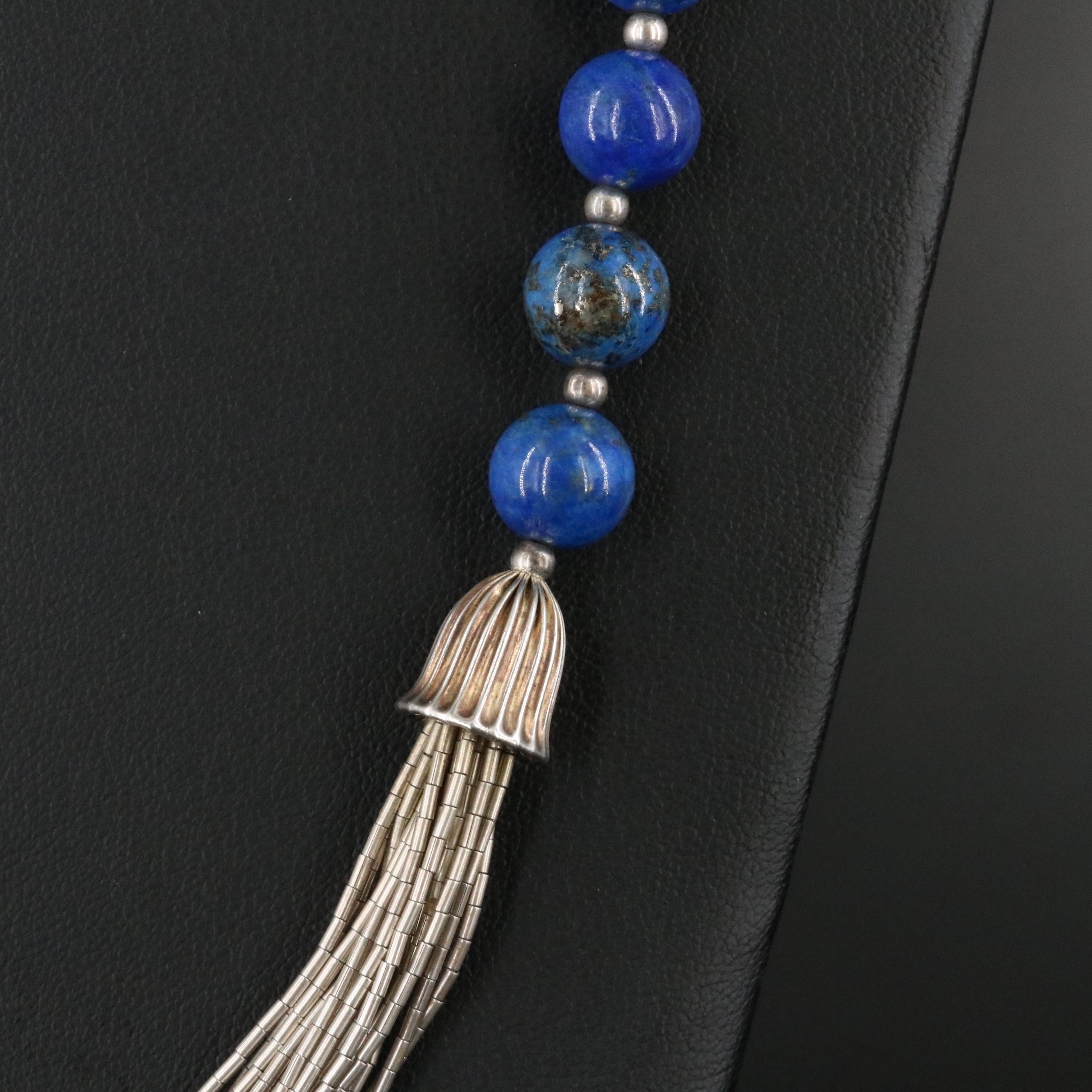 Sterling Lapis Lazuli Liquid Silver Necklace