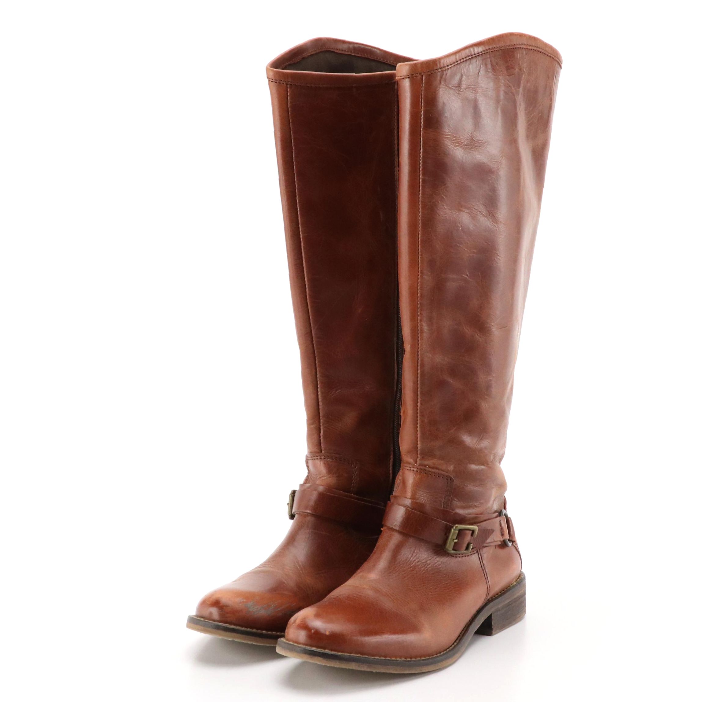 Hinge Knee-High Riding Boots in Brown Leather