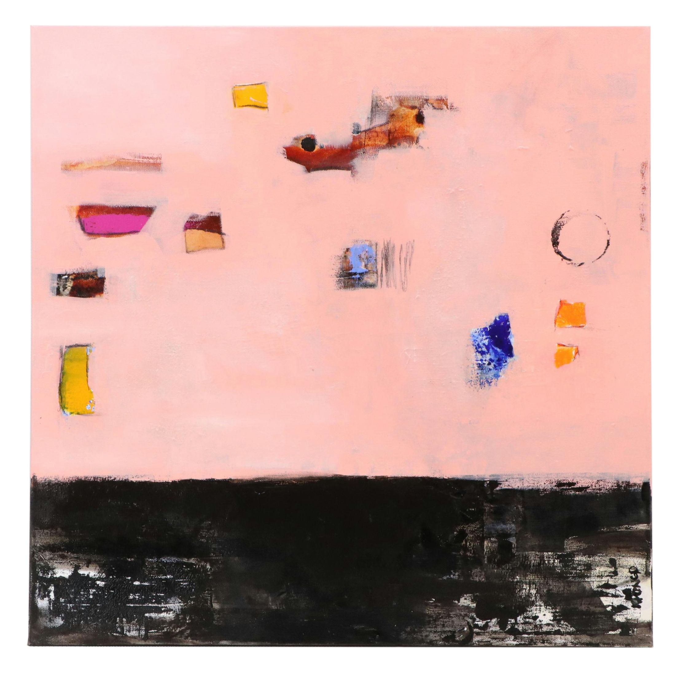 Milagros Pongo Abstract Mixed Media Painting "Balance," 21st Century