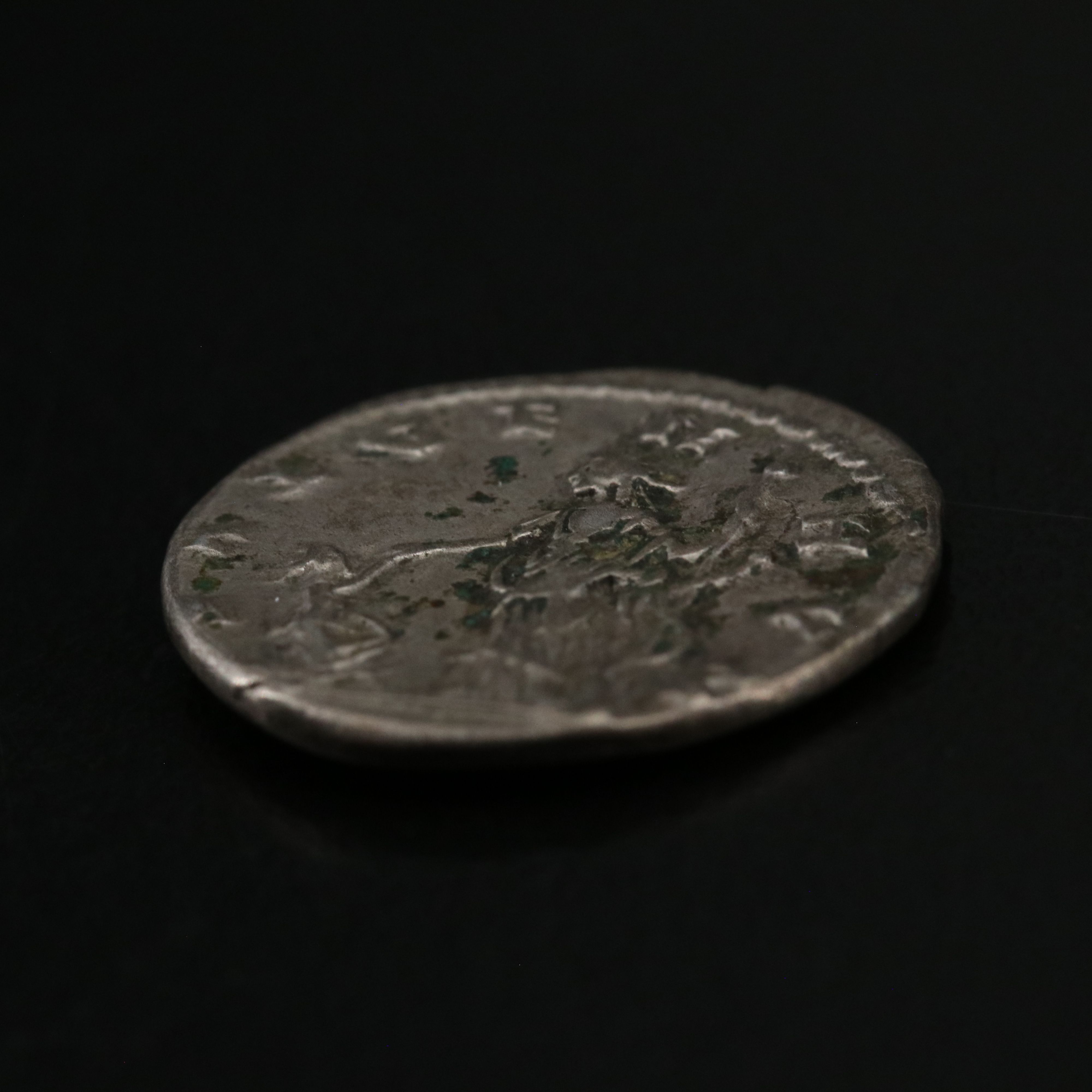Ancient Roman Imperial AR Denarius Coin of Caracalla, ca. 201 A.D.