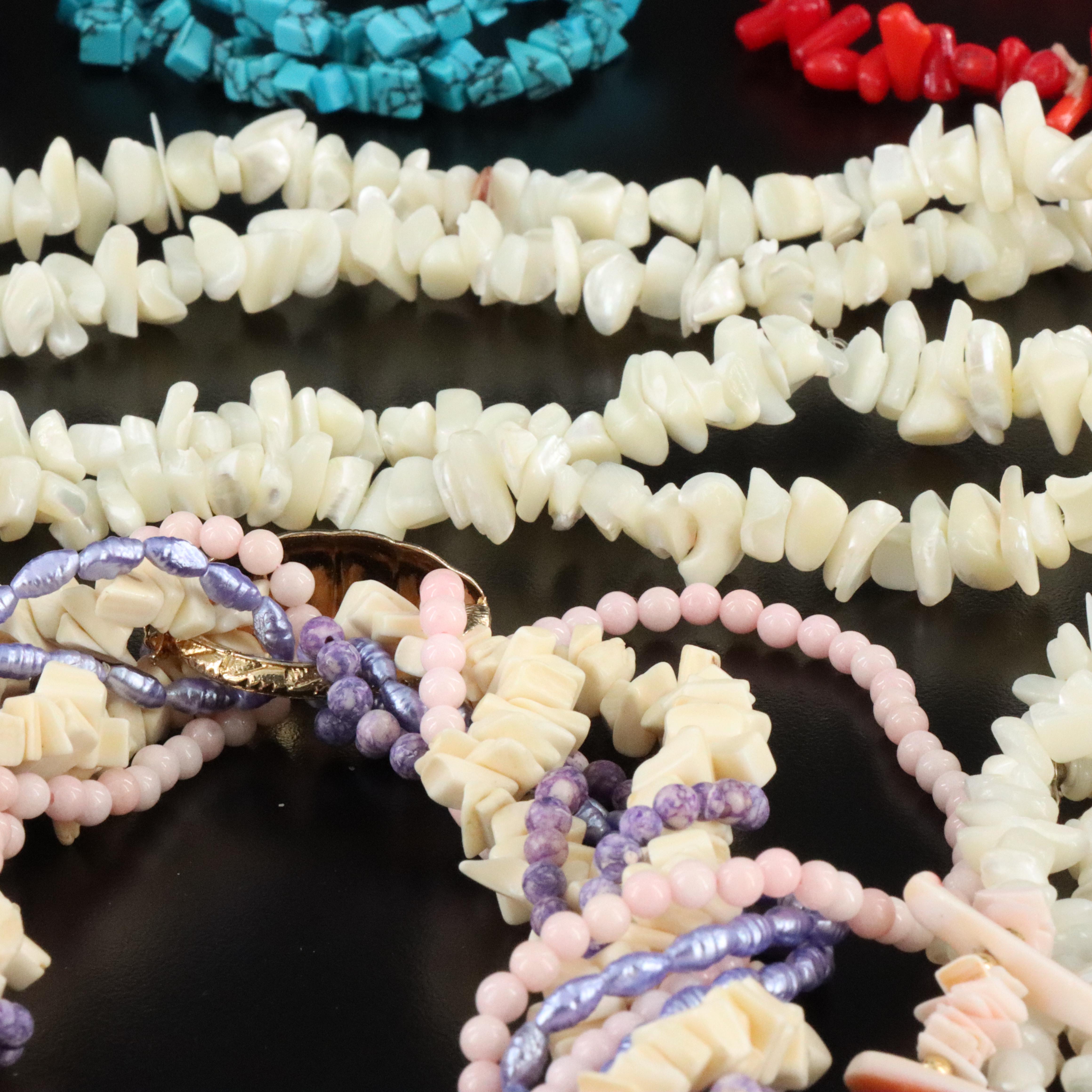 Rose Quartz, Coral and Pearls Featured in Necklace and Bracelet Collection